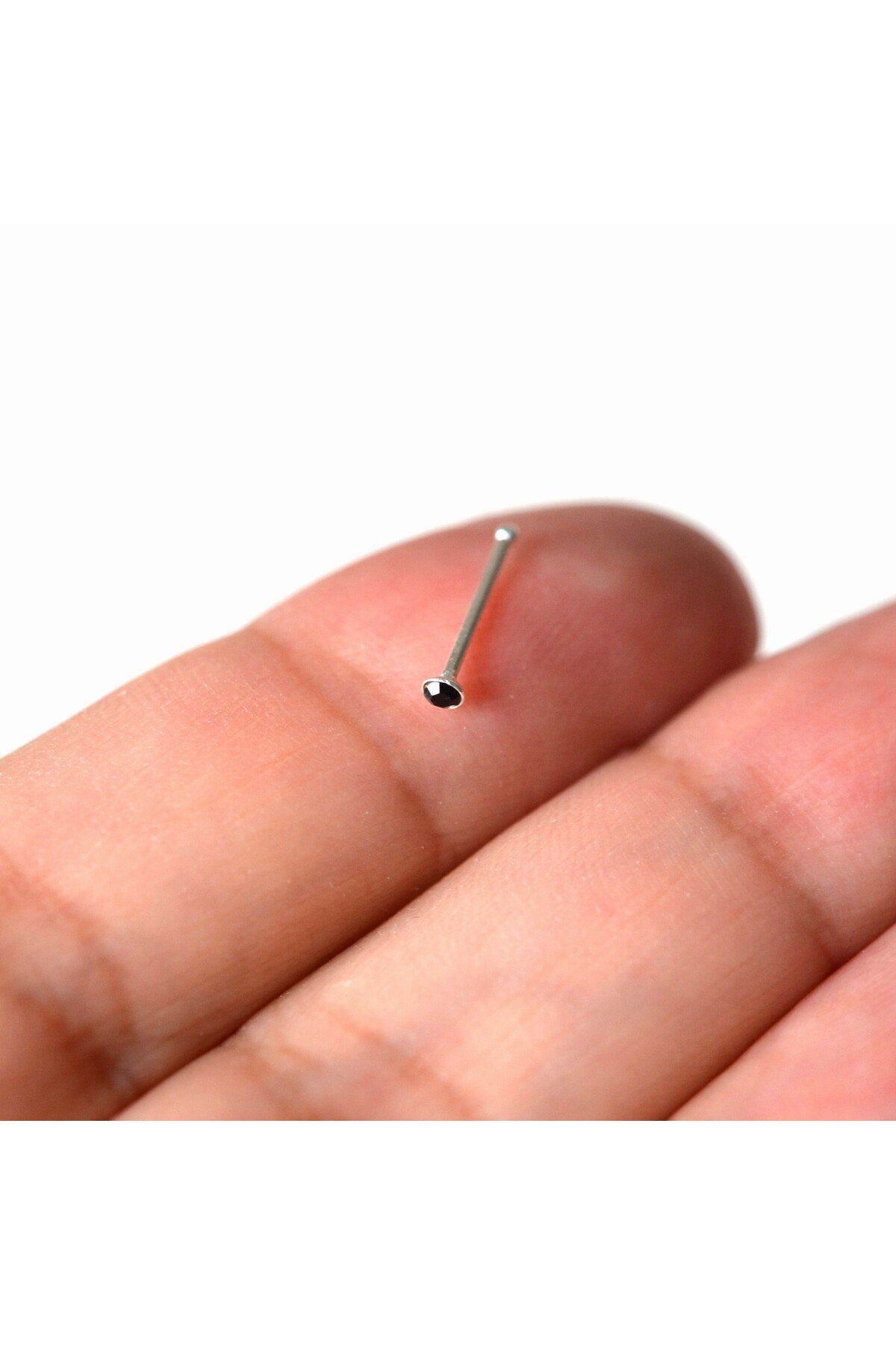 925 Ayar Gümüş Siyah Taşlı Hızma Burun Piercing
