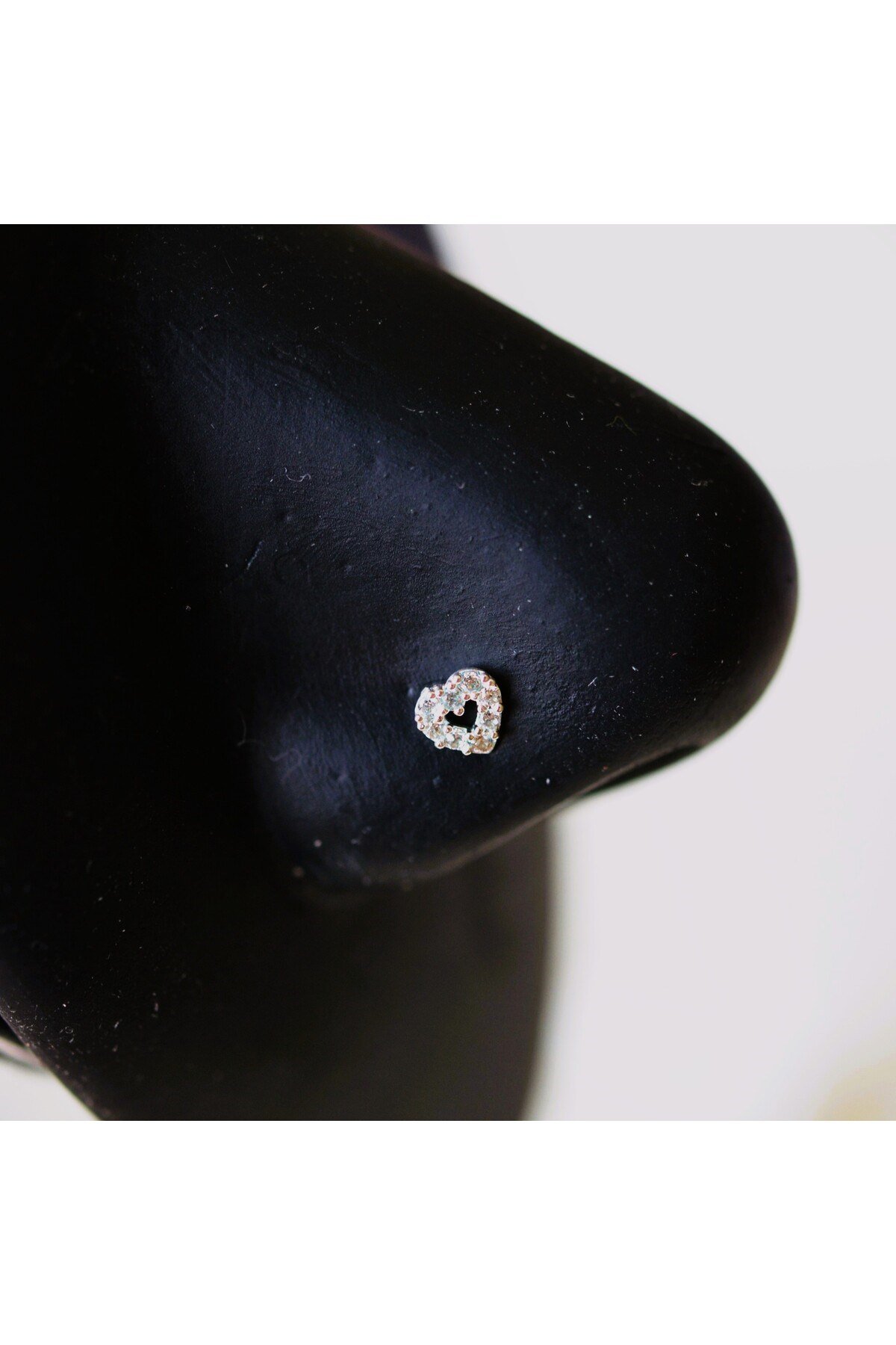 925 Ayar Gümüş Taşlı Kalp Model Hızma Burun Piercing