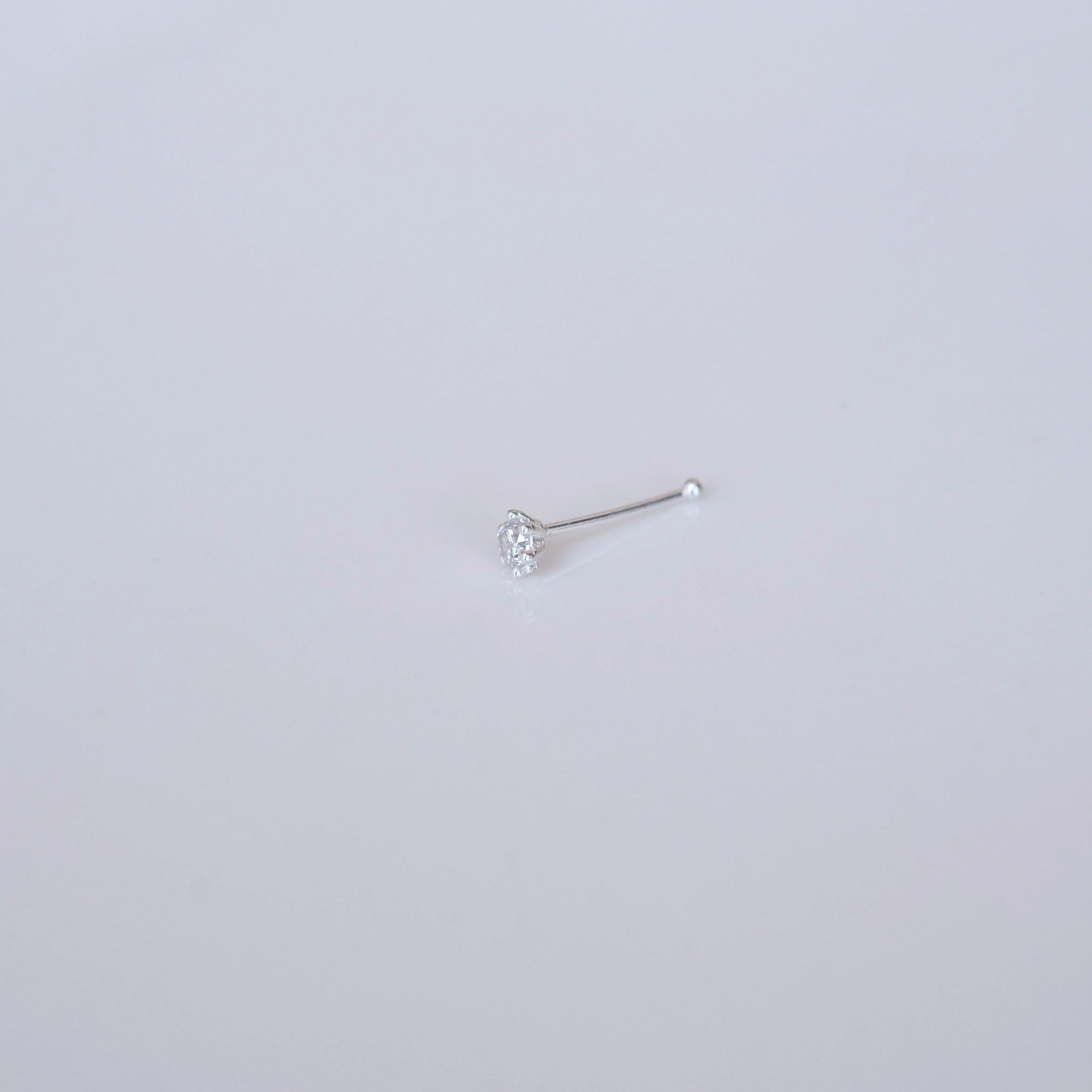 925 Ayar Tektaş Hızma Taşlı Burun Piercing 2 mm