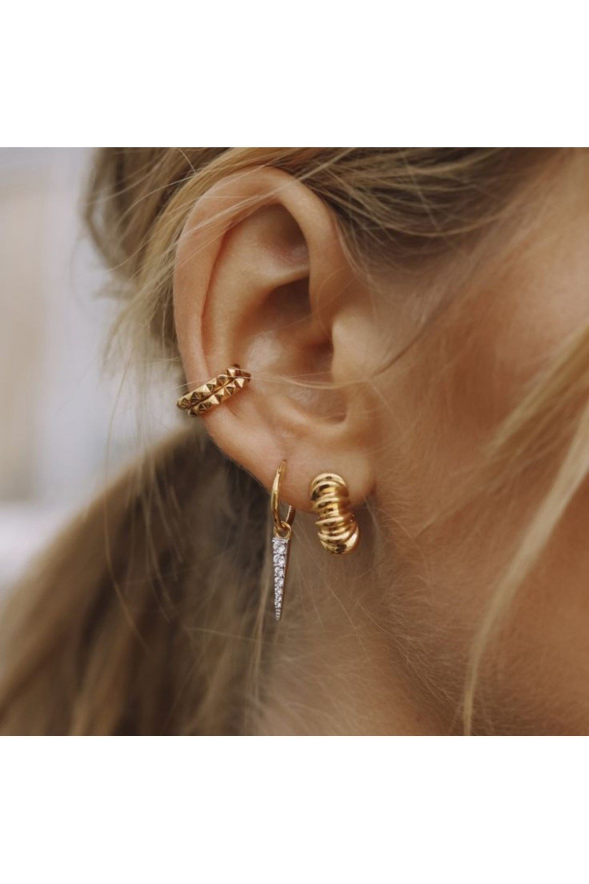 Altın Kaplama Gold İnce Earcuff Sıkıştırma Kıkırdak