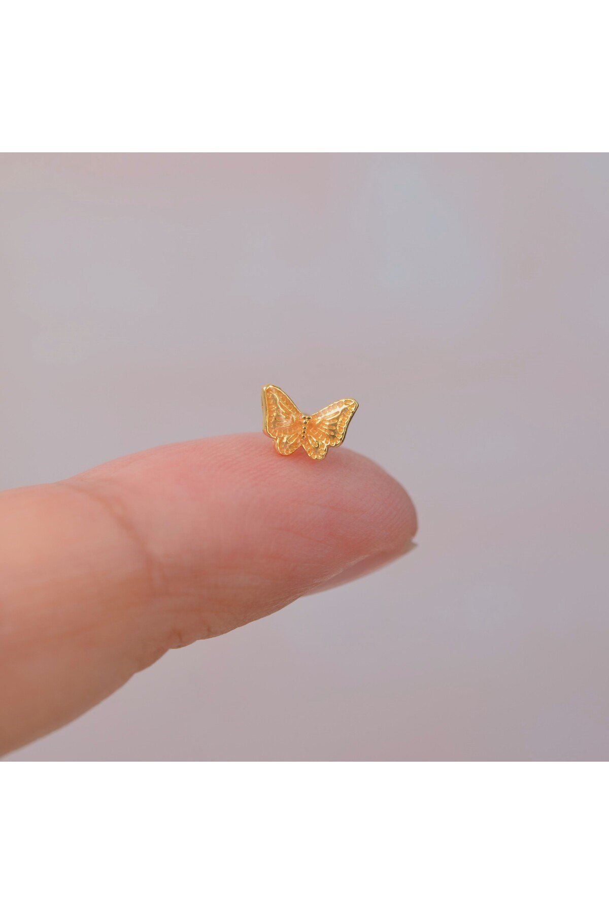 Altın Kelebekli Piercing Çelik Helix Kıkırdak Conch Lob Gold