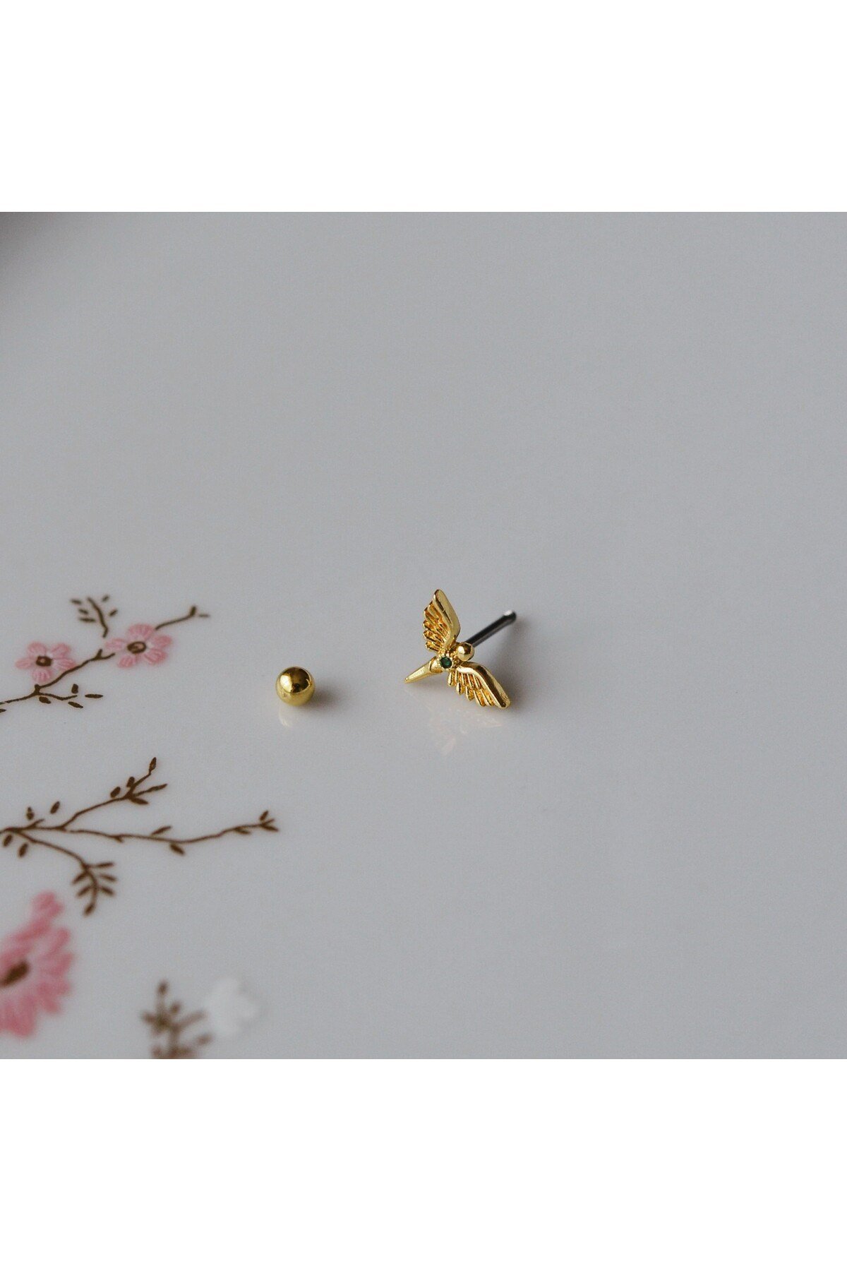 Anka Kuşu Helix Piercing Kıkırdak Cerrahi Çelik Gold Renk