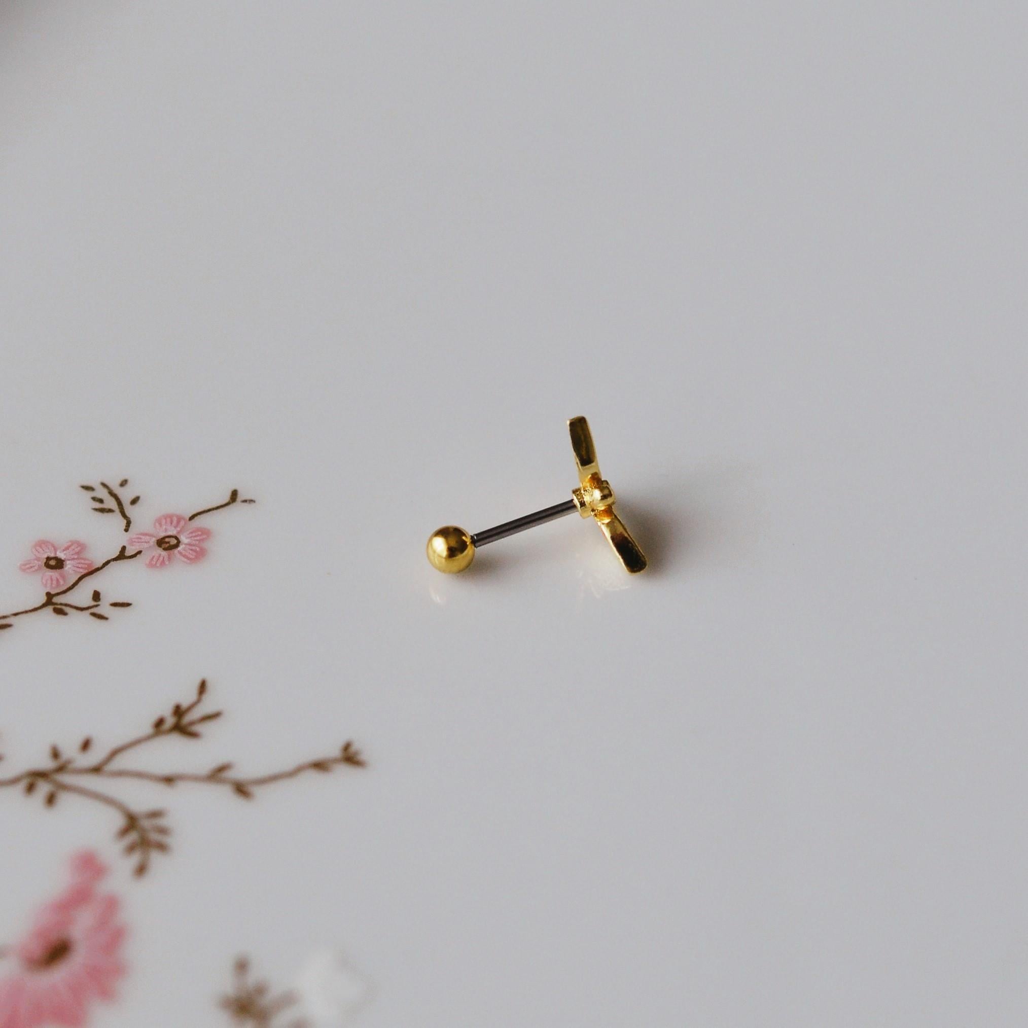 Anka Kuşu Helix Piercing Kıkırdak Cerrahi Çelik Gold Renk