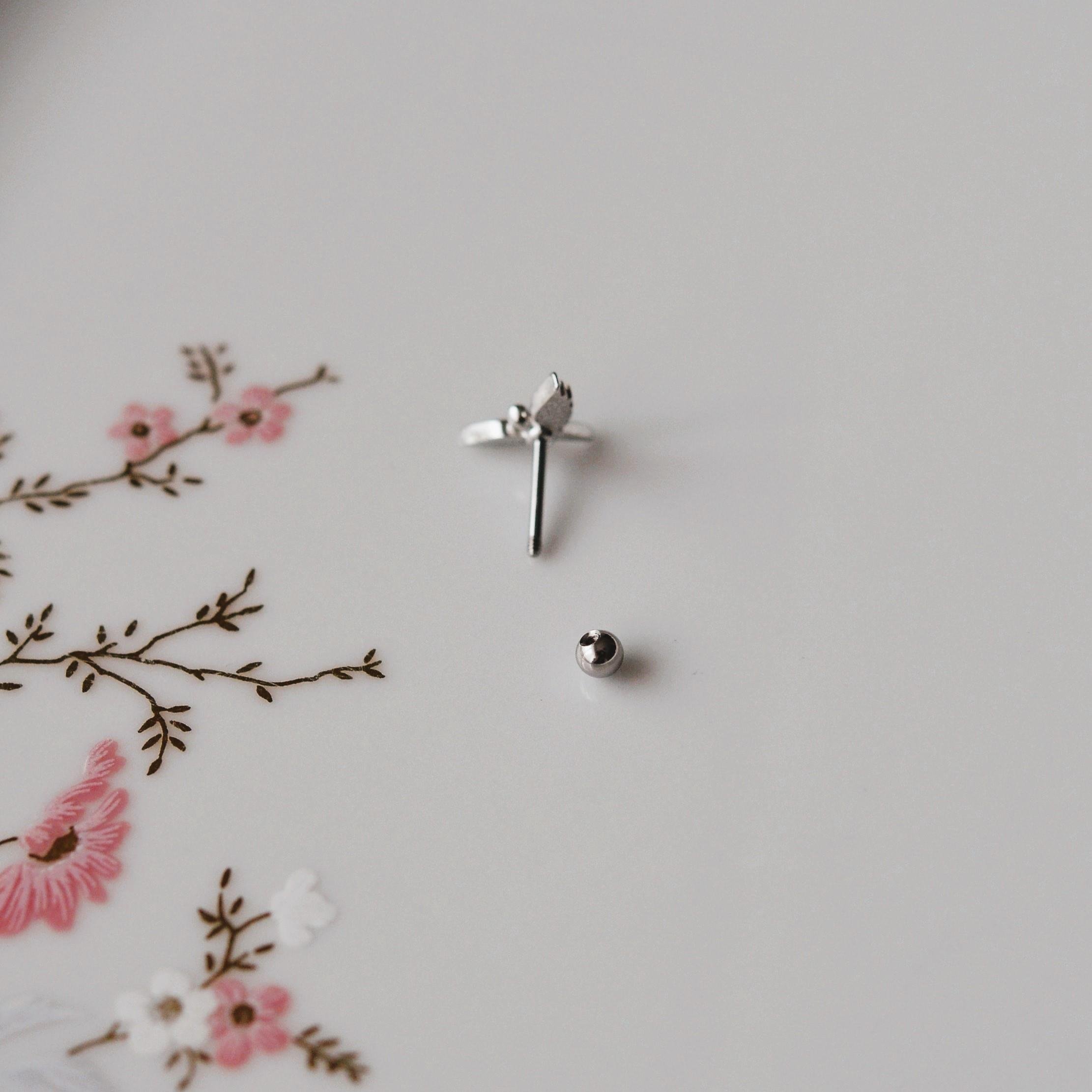Anka Kuşu Helix Piercing Kıkırdak Cerrahi Çelik Gümüş Renk