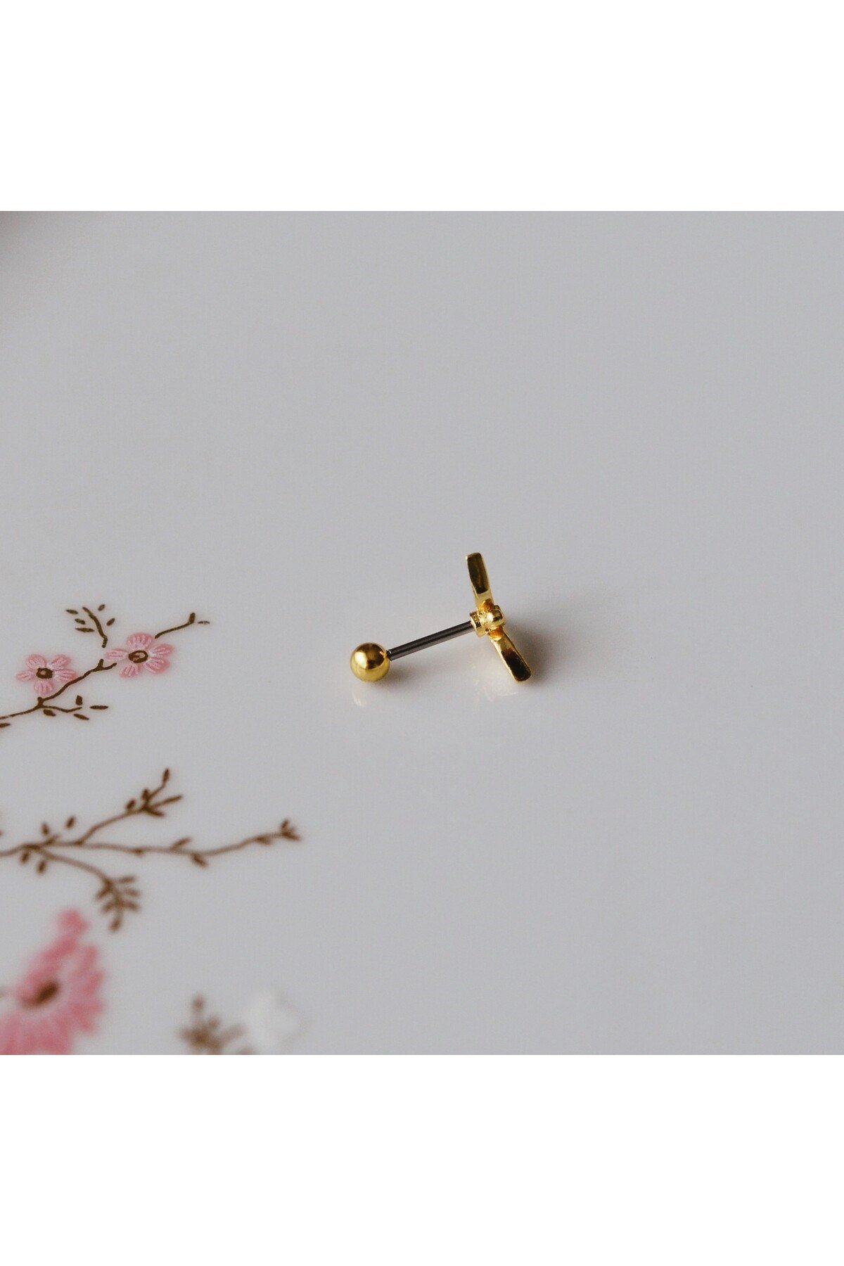 Anka Kuşu Helix Piercing Kıkırdak Cerrahi Çelik Gold Renk