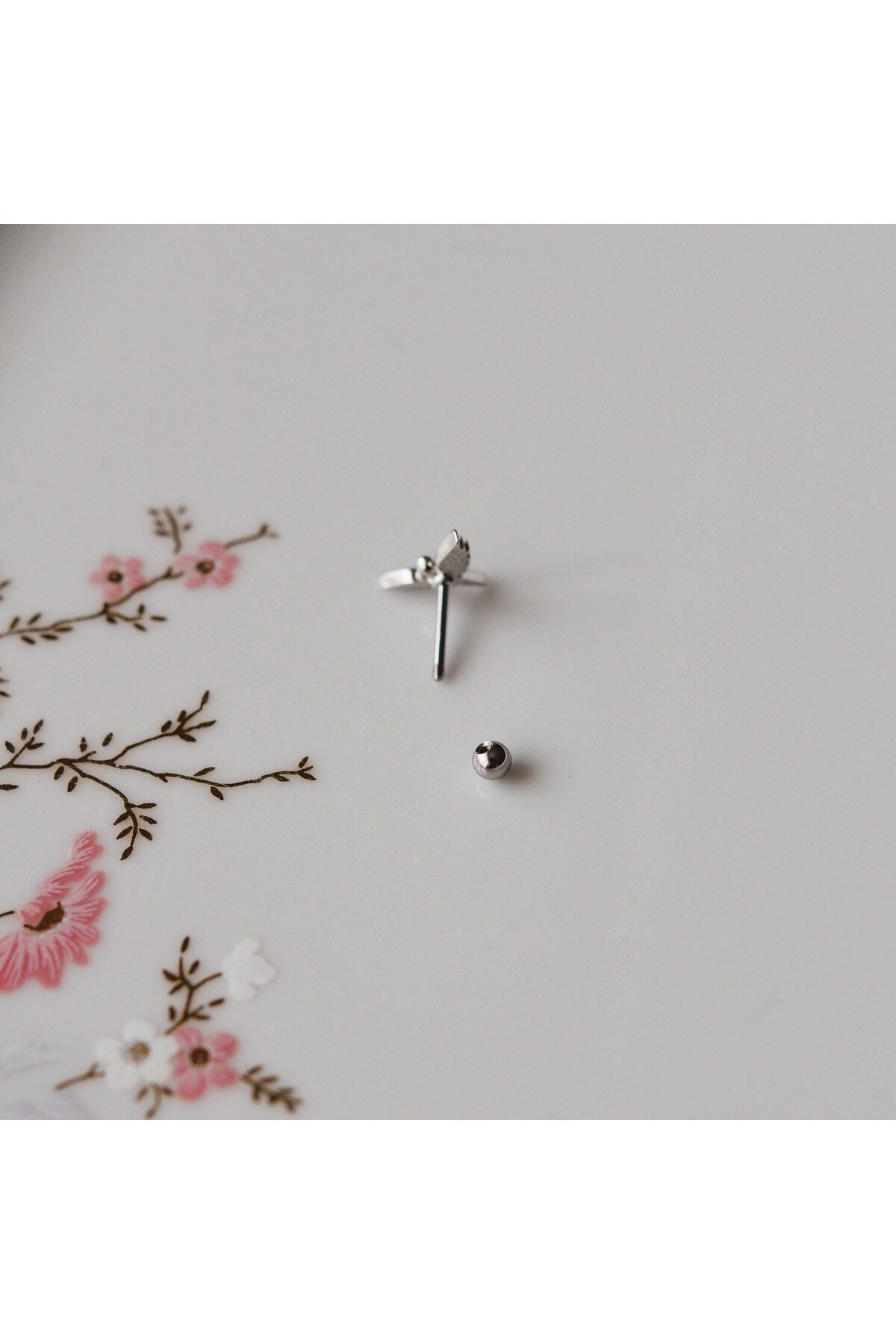 Anka Kuşu Helix Piercing Kıkırdak Cerrahi Çelik Gümüş Renk