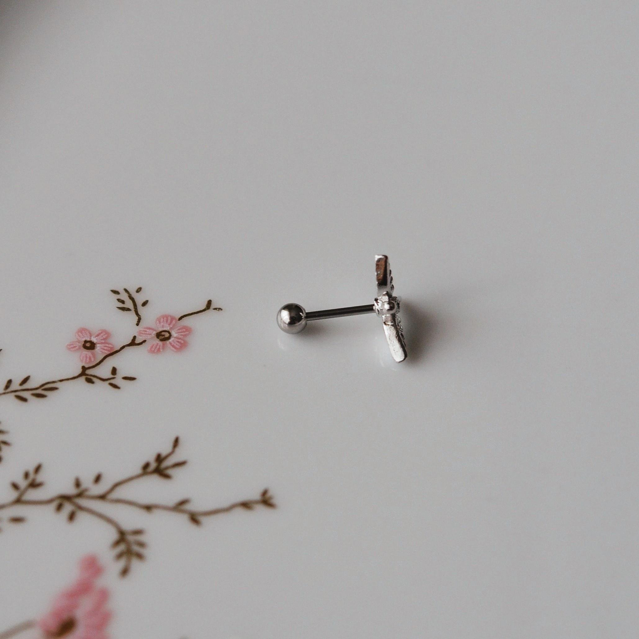 Anka Kuşu Helix Piercing Kıkırdak Cerrahi Çelik Gümüş Renk