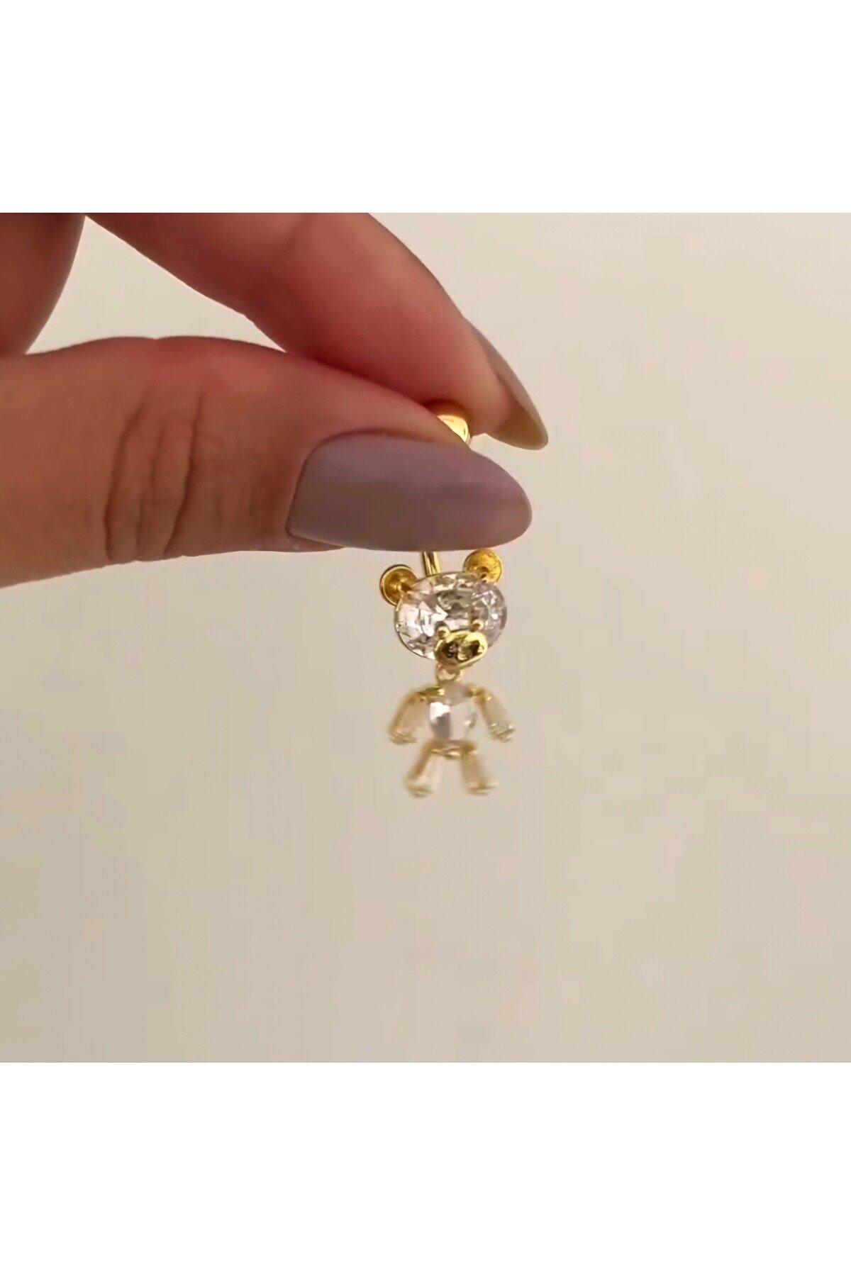 Ayıcıklı Göbek Piercingi Ayıcık Figürlü Göbek Piercing Gold