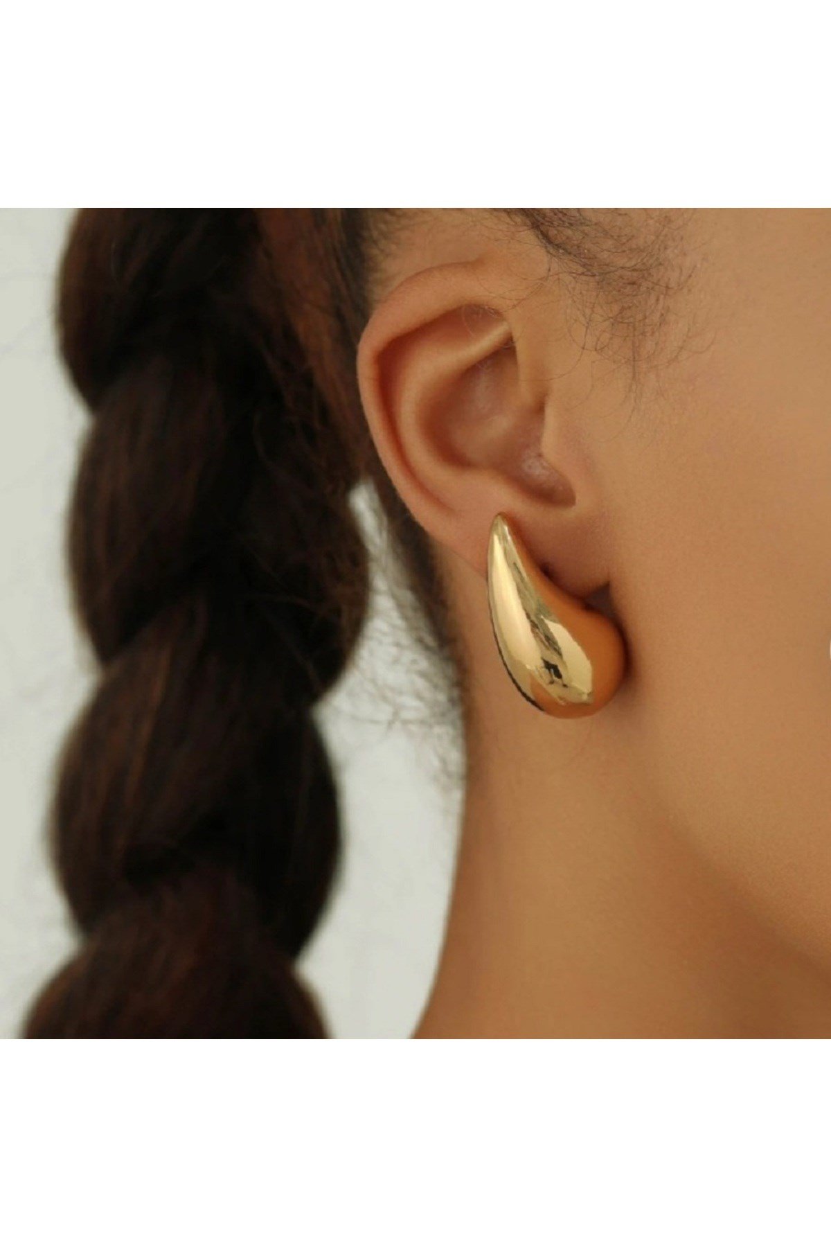 Bombeli Bottega Küpe Damla Model Küpe Gold Renk