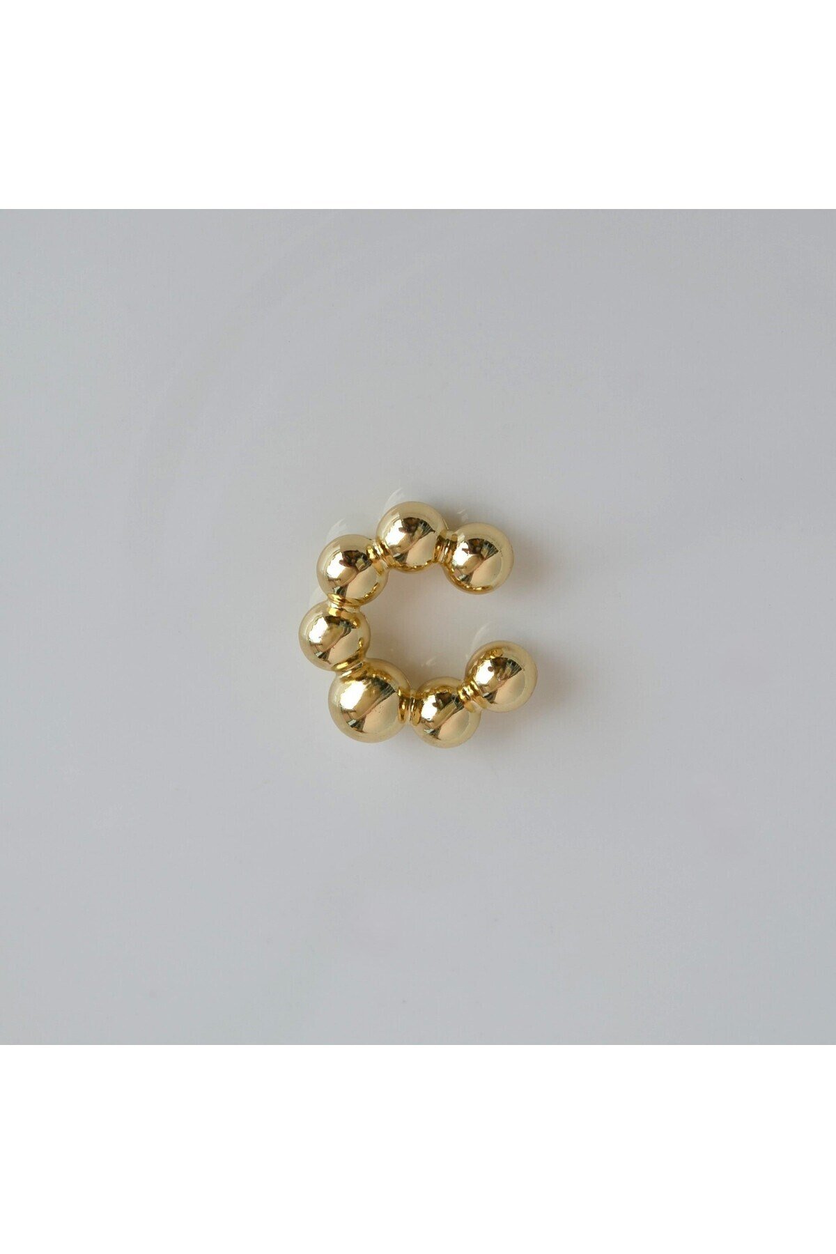 Bombeli Topçuklu Earcuff Kıkırdak Küpe Büyük Boy Gold