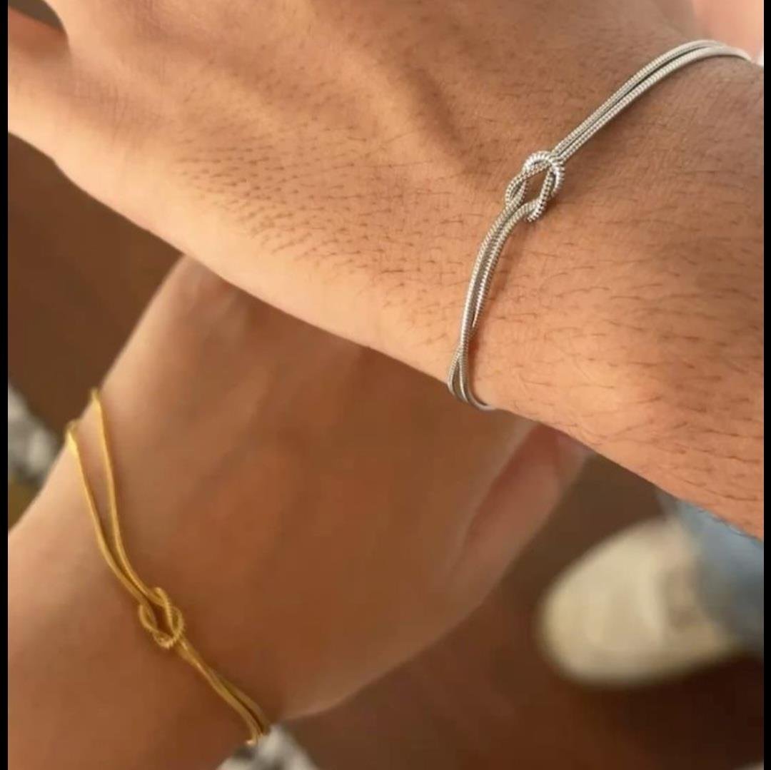 Çelik Bileklik İkili Set Sevgili Dostluk Bilekliği Hediye Bileklik Çelik(1 Gold, 1 Gümüş)