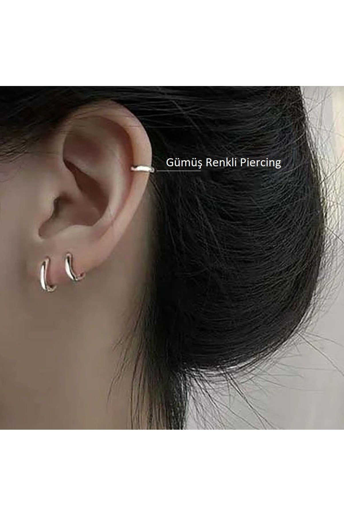 Çelik Düz Halka Tragus Helix Kıkırdak Lobe Piercing Silver Renk