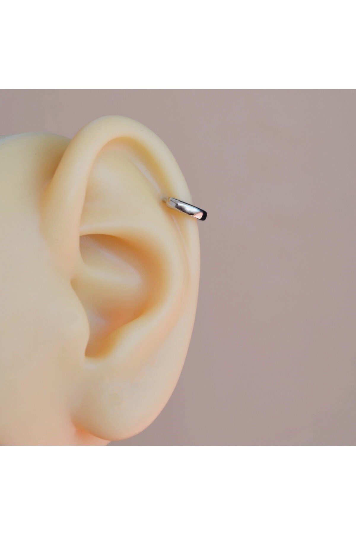 Çelik Düz Halka Tragus Helix Kıkırdak Lobe Piercing Silver Renk