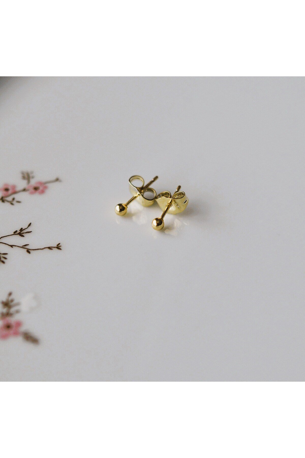 Çelik Gold Top Küpe 3 mm Çift