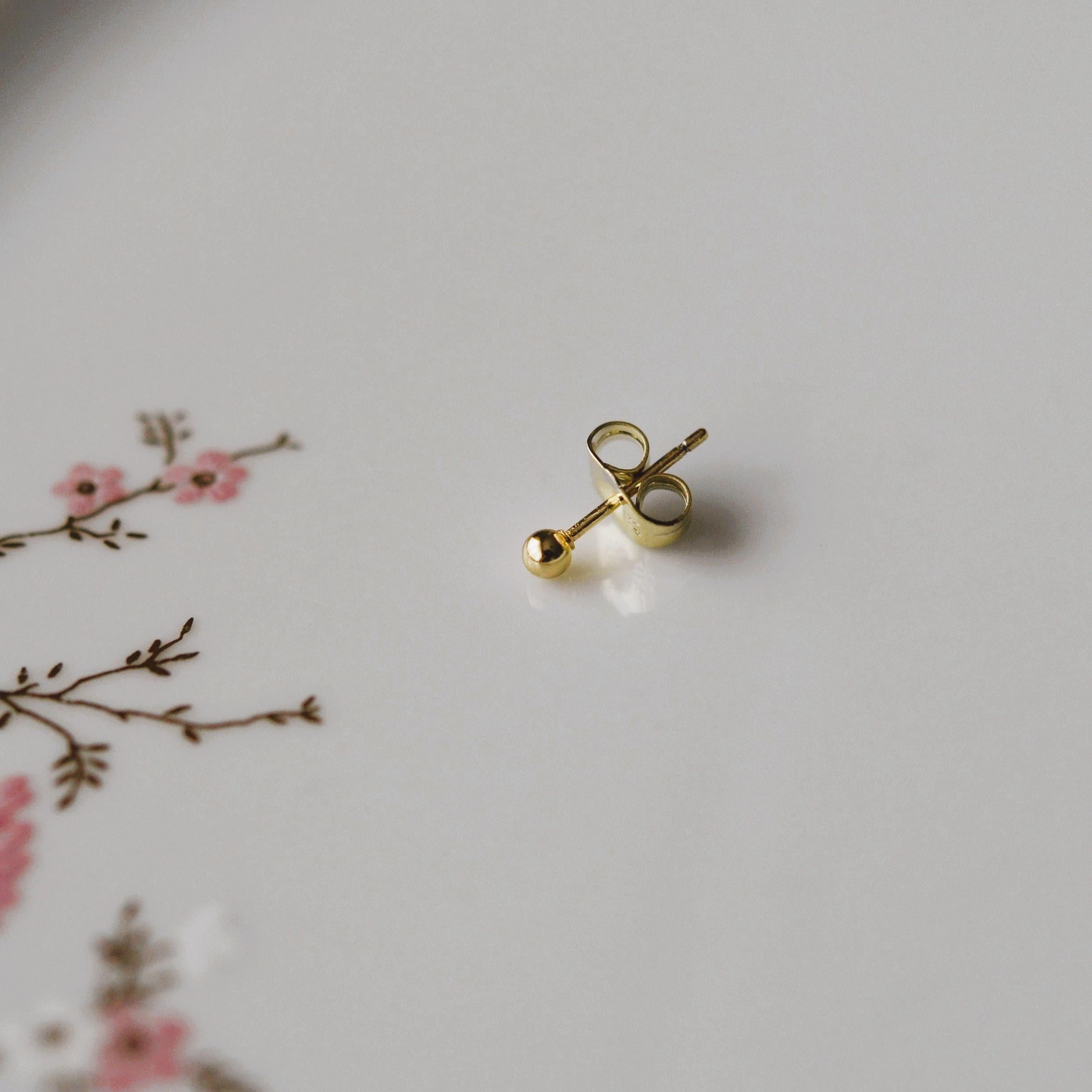 Çelik Gold Top Küpe 3 mm Tek Adet