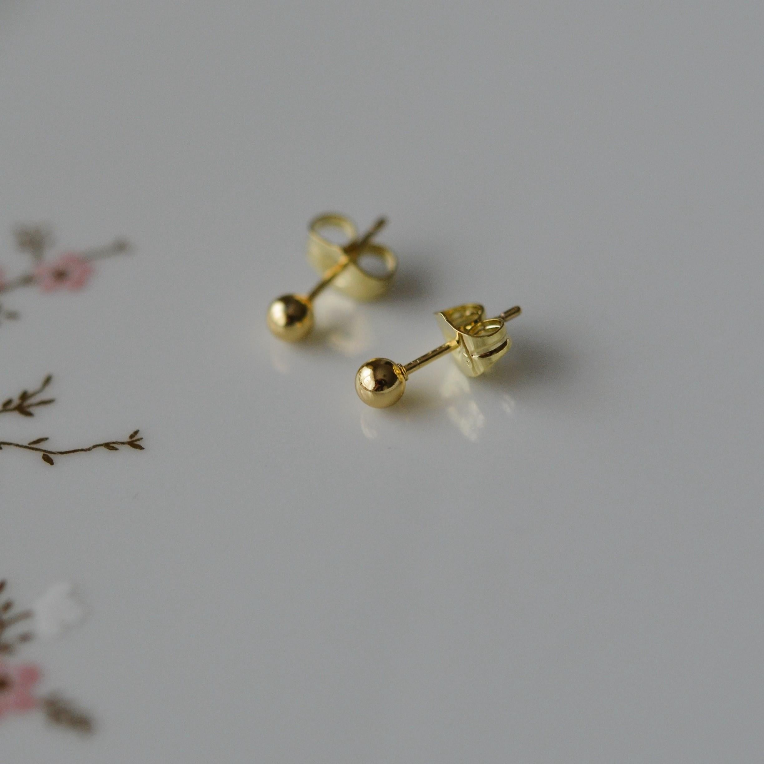 Çelik Gold Top Küpe 4 mm Çift