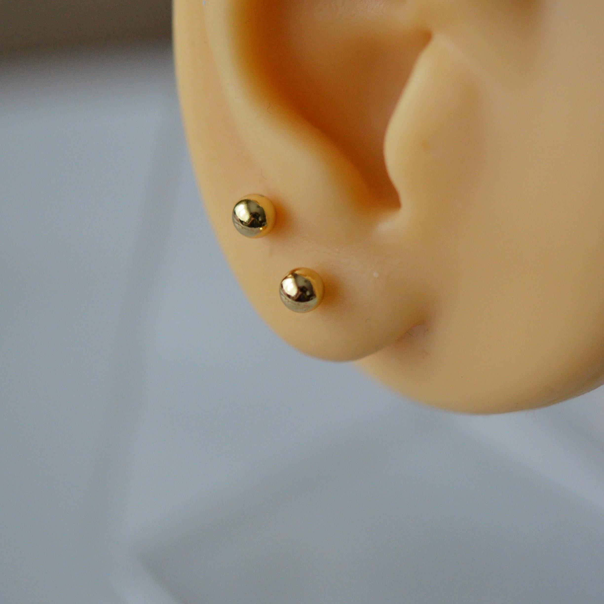 Çelik Gold Top Küpe 4 mm Çift