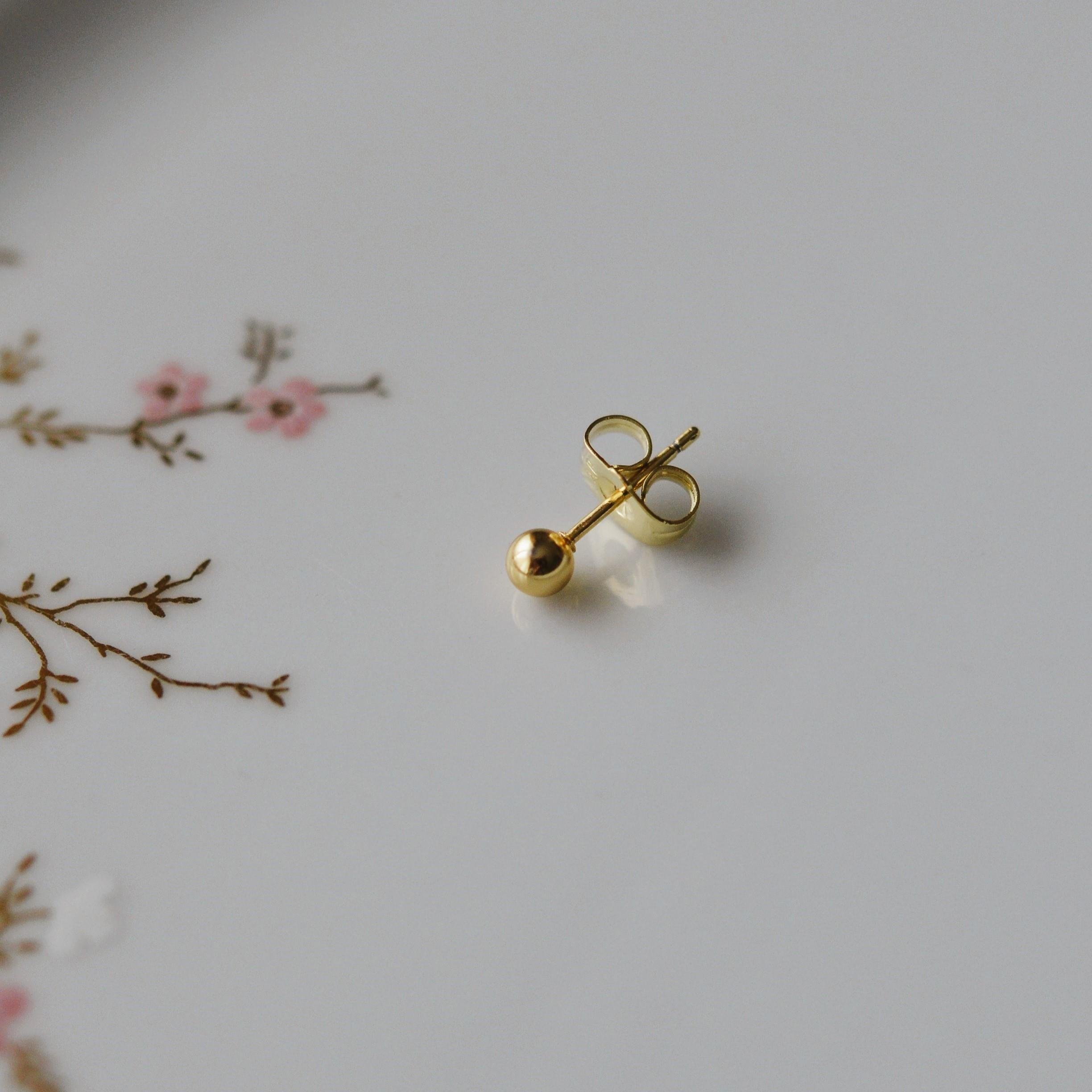 Çelik Gold Top Küpe 4 mm Tek