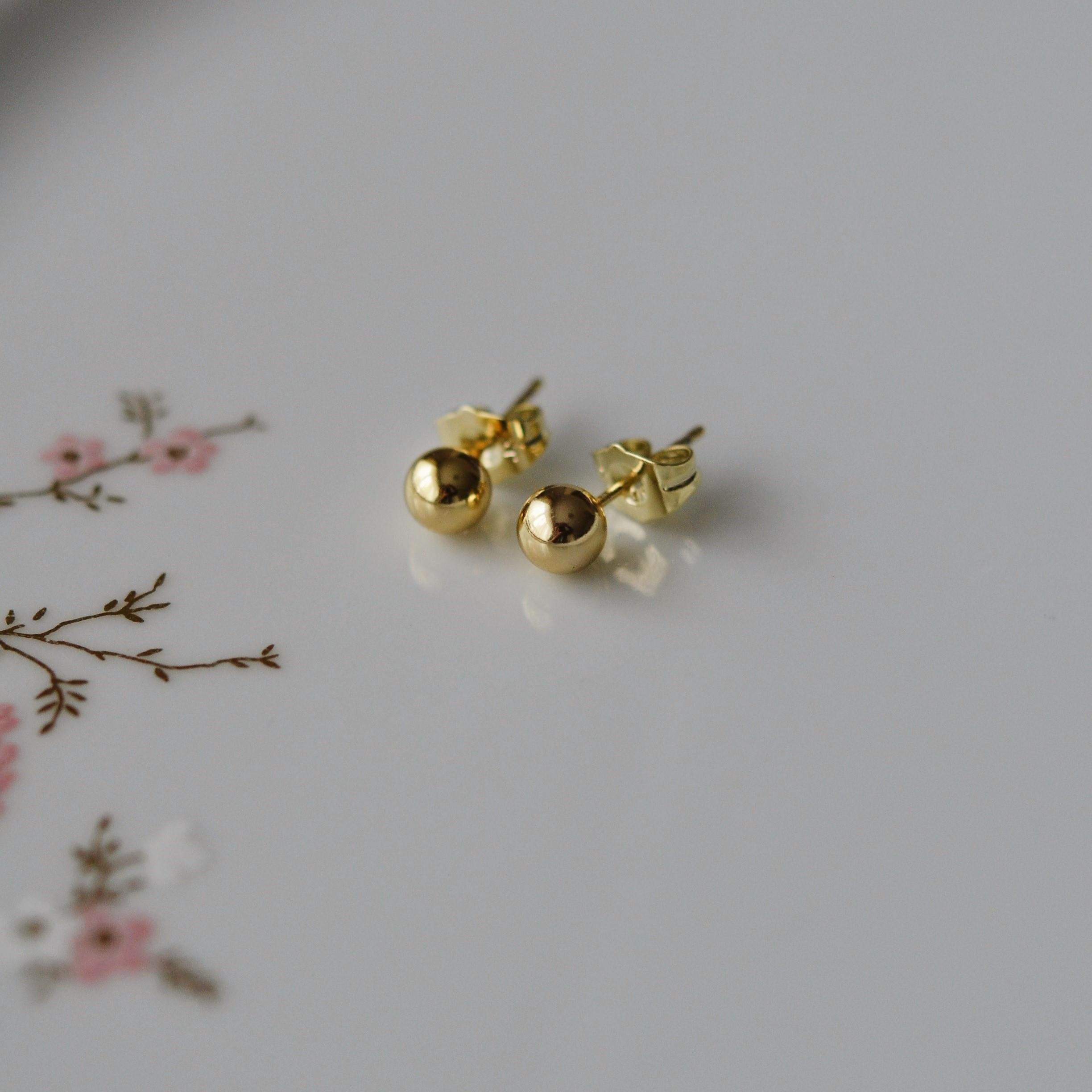 Çelik Gold Top Küpe 5 mm Çift