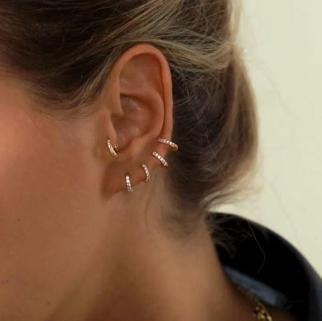 Çelik Taşlı Minik Halka Küpe Rose Gold Renk