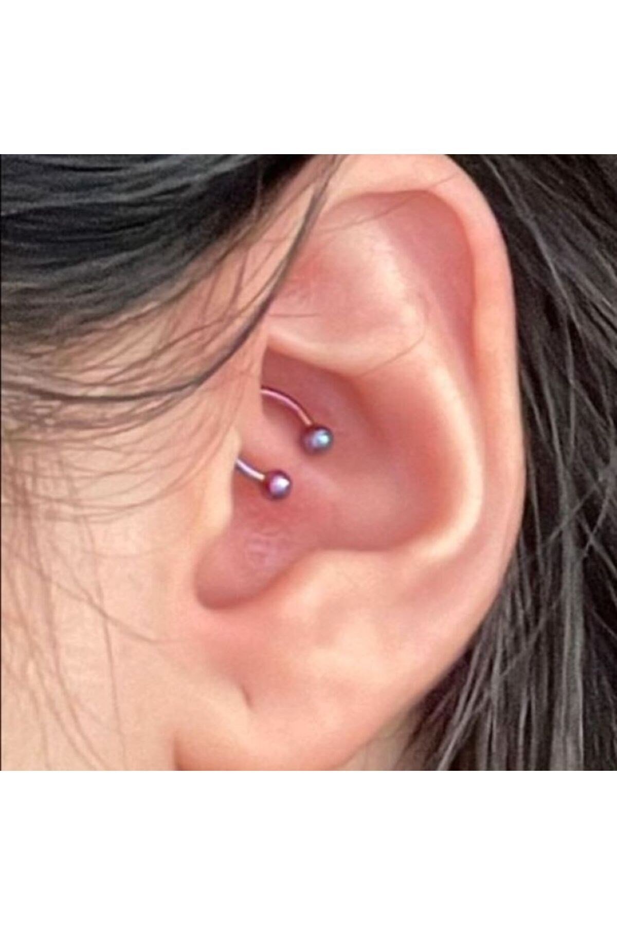 Çelik Tragus 6 Mm Helix Piercing Hologram Renk Ucu Toplu