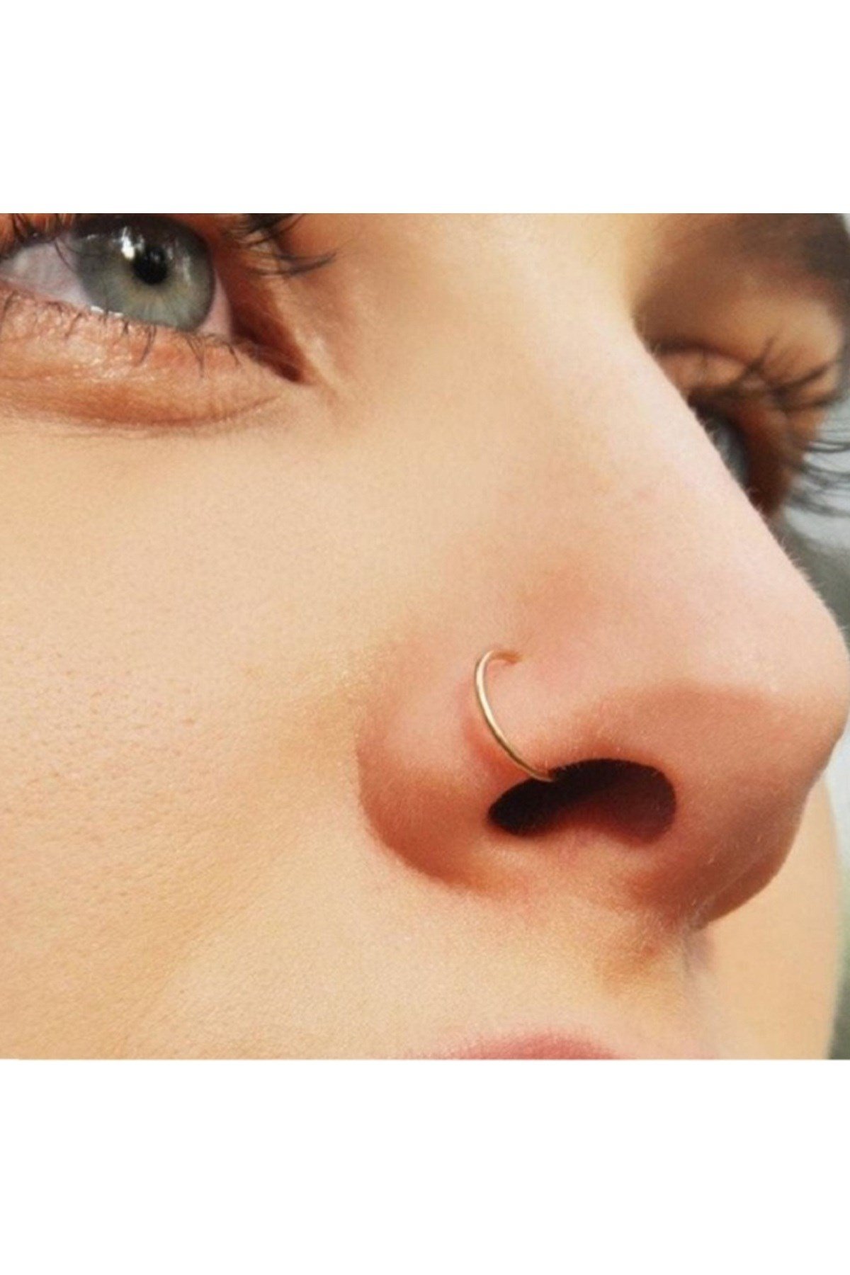 Cerrahi Çelik 10 mm Gold Renk Çelik Halka Burun Pİercing Halka Hızma