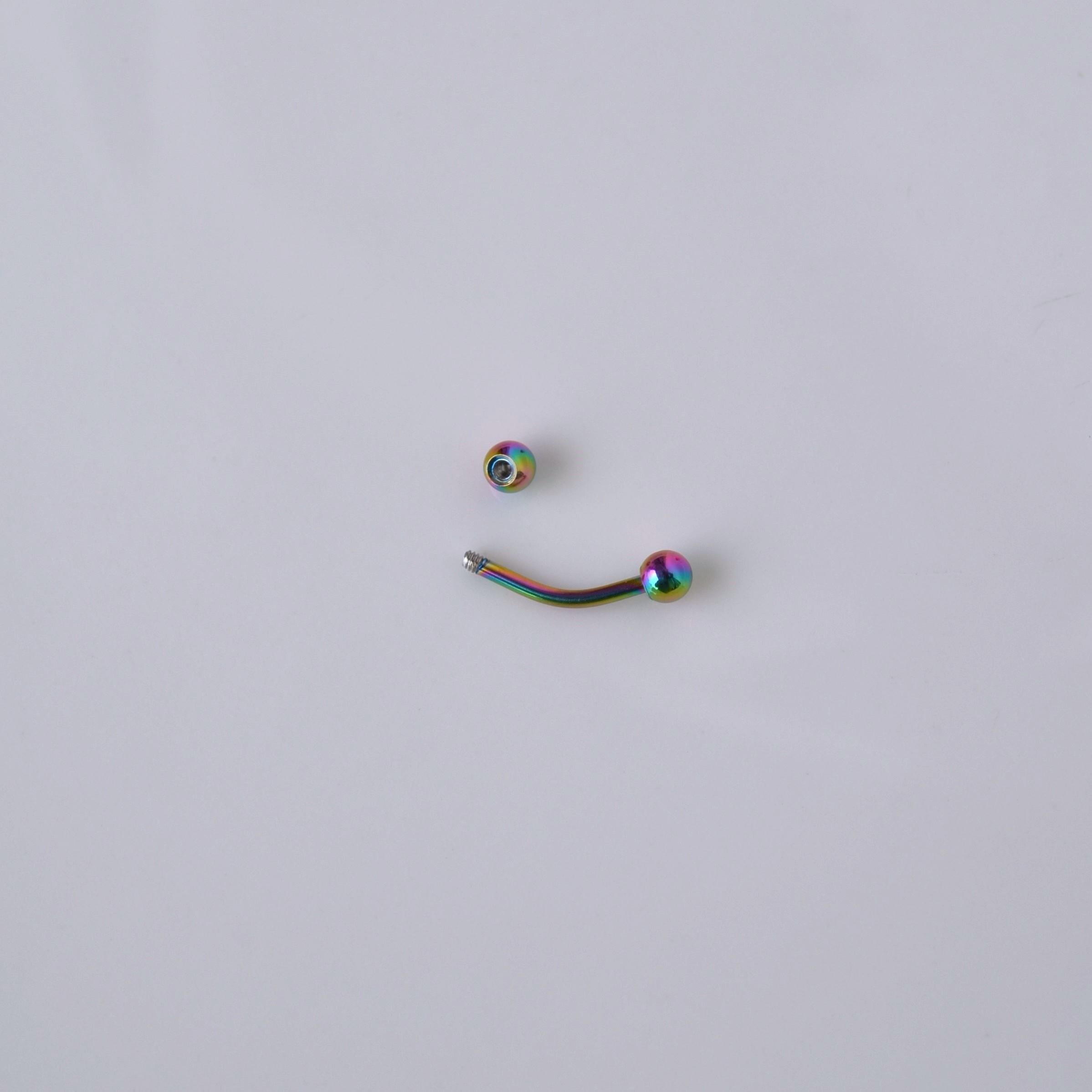 Cerrahi Çelik 8 mm İki Ucu Toplu Minimal Göbek Piercingi Hologram Renkli