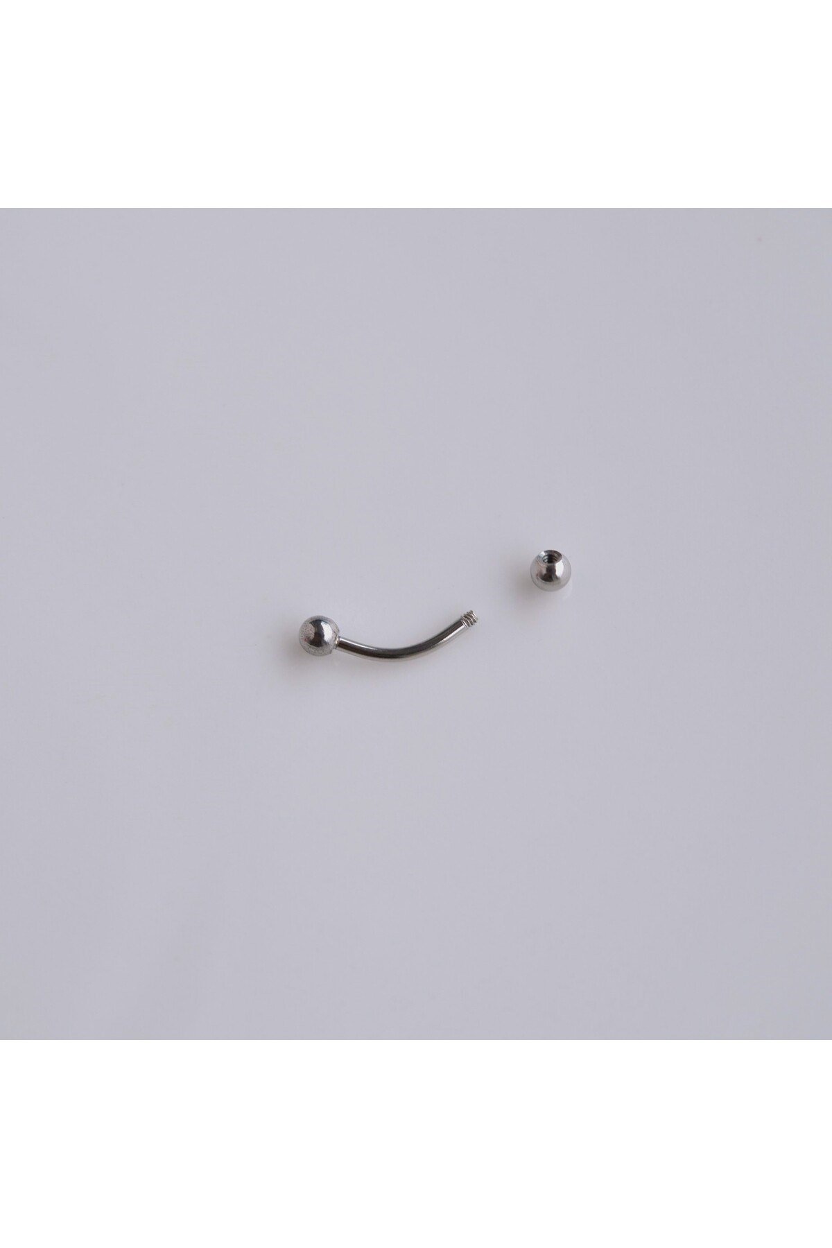 Cerrahi Çelik 8 mm İki Ucu Toplu Minimal Göbek Piercingi Silver Renkli