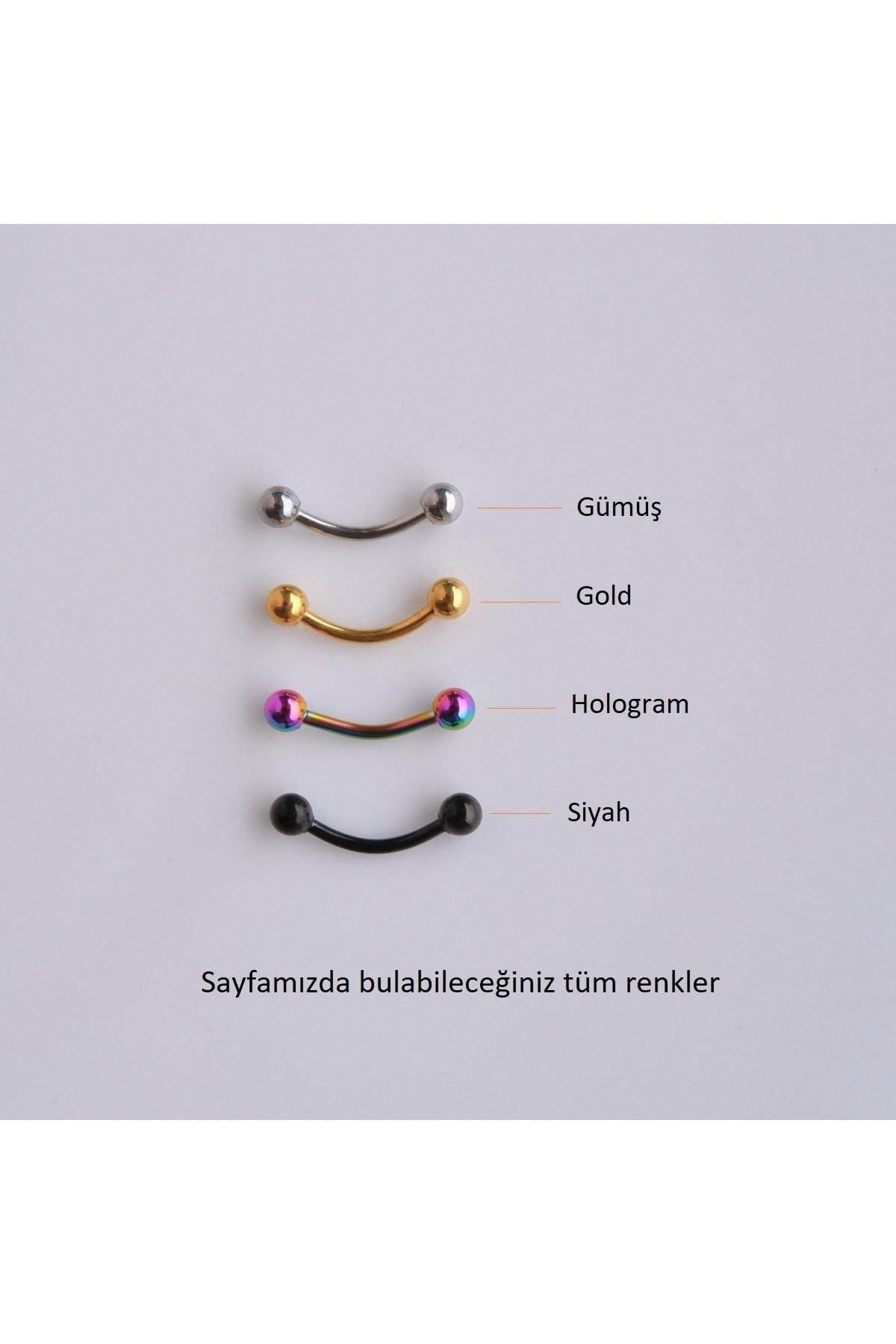 Cerrahi Çelik 8 mm İki Ucu Toplu Minimal Göbek Piercingi Gold Renkli
