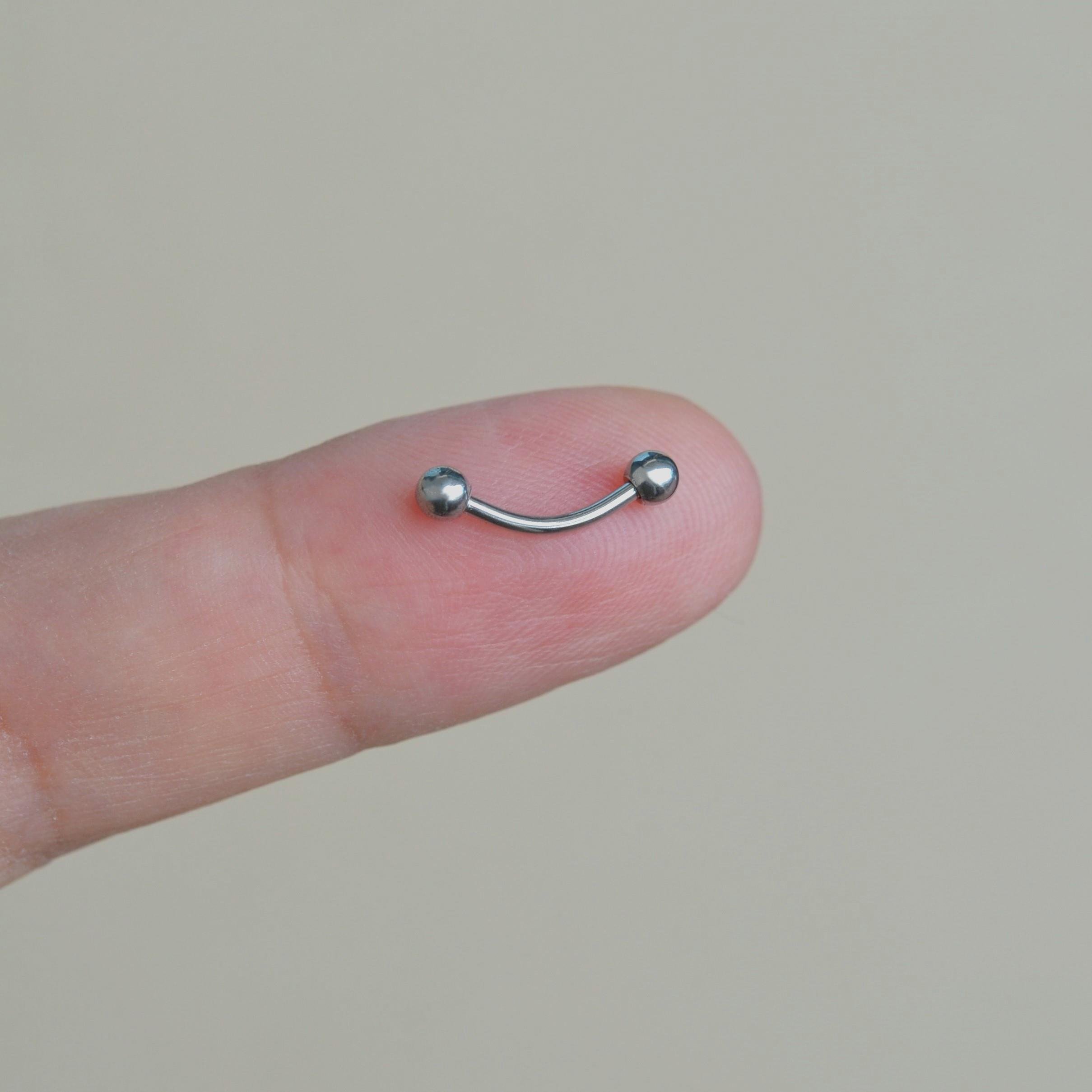 Cerrahi Çelik 8 mm İki Ucu Toplu Minimal Göbek Piercingi Silver Renkli