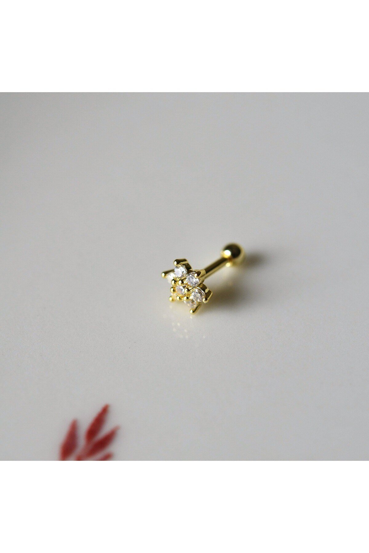 Cerrahi Çelik Çiçek Piercing Tragus Helix Conch Kıkırdak Lob Gold Renk