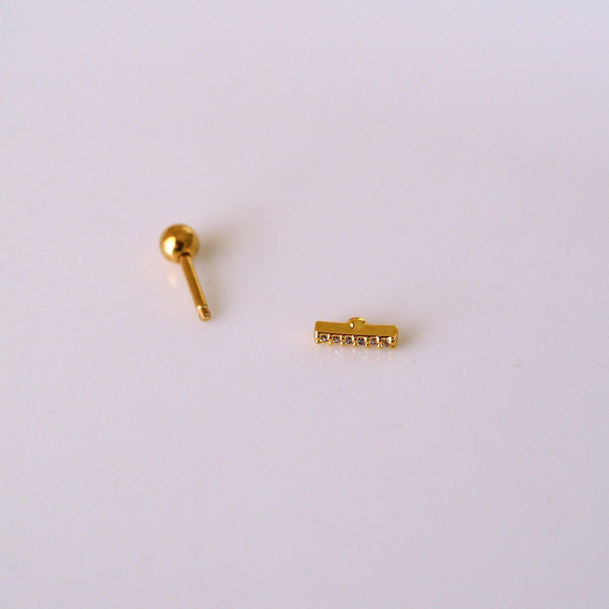 Cerrahi Çelik Düz Çubuk Tragus Piercing Helix Kıkırdak Anti Helix Gold Renk