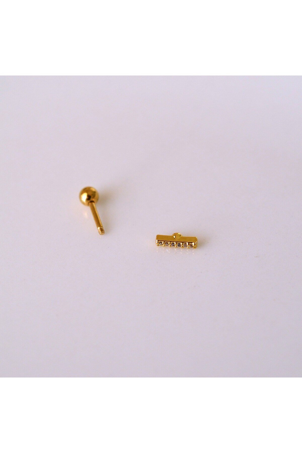 Cerrahi Çelik Düz Çubuk Tragus Piercing Helix Kıkırdak Anti Helix Gold Renk