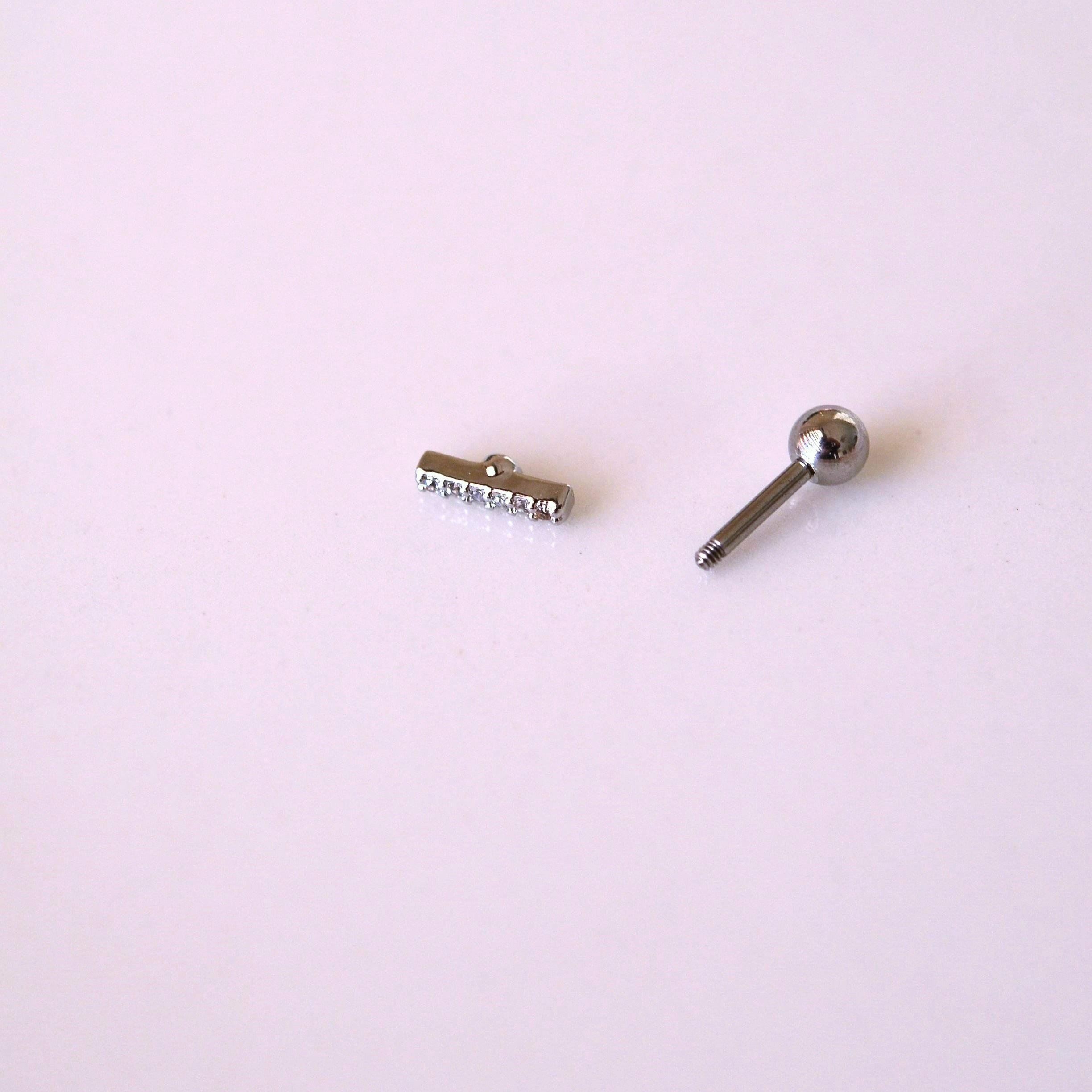 Cerrahi Çelik Düz Çubuk Tragus Piercing Helix Kıkırdak Anti Helix Silver Renk