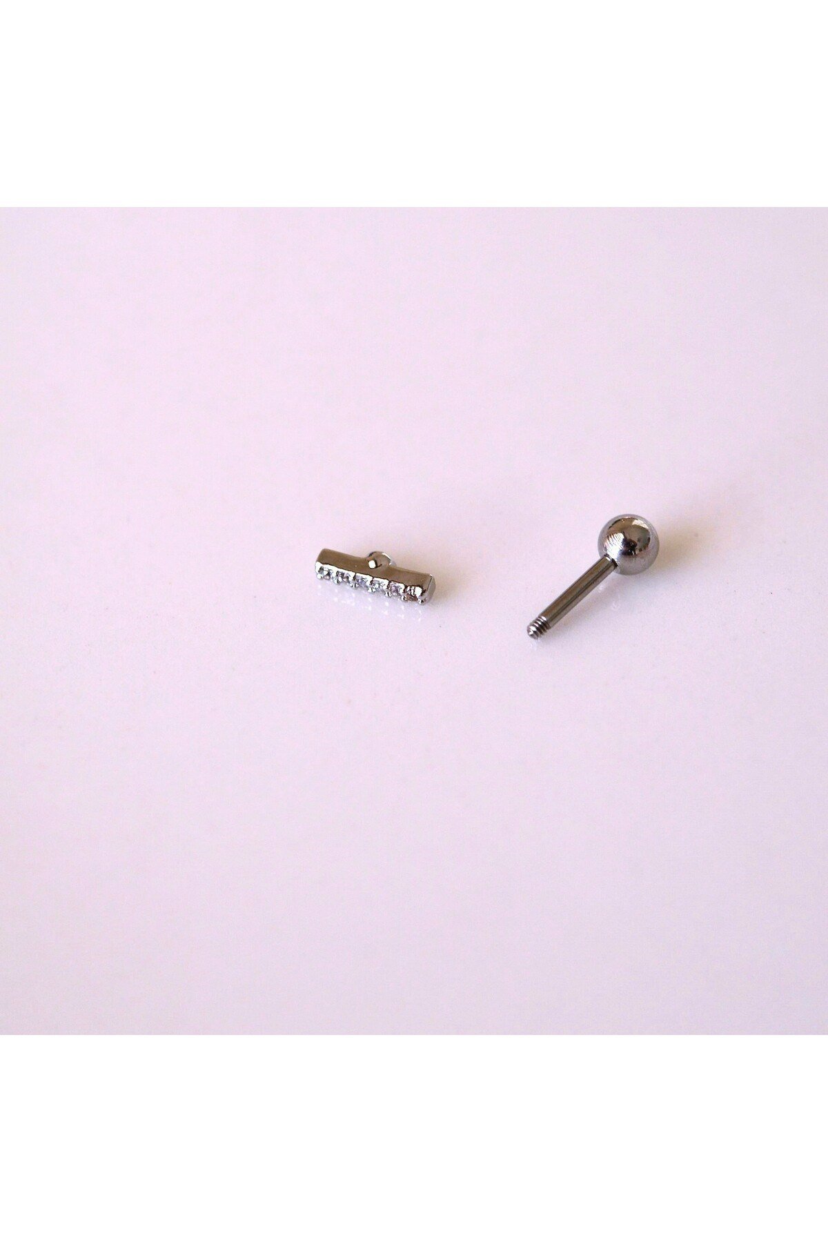 Cerrahi Çelik Düz Çubuk Tragus Piercing Helix Kıkırdak Anti Helix Silver Renk