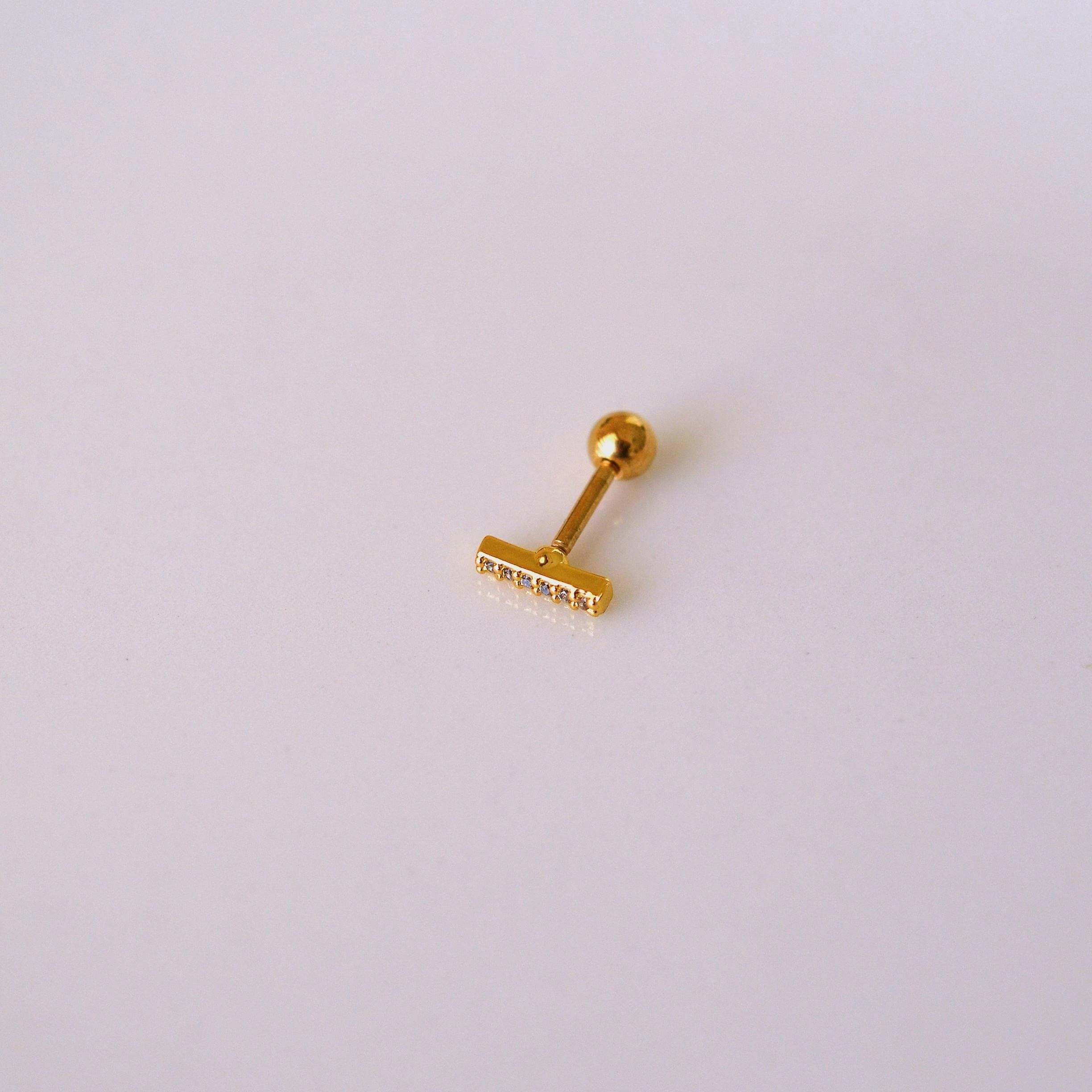 Cerrahi Çelik Düz Çubuk Tragus Piercing Helix Kıkırdak Anti Helix Gold Renk