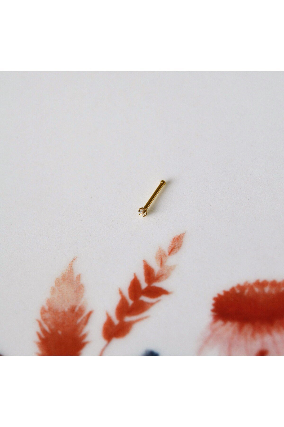 Cerrahi Çelik Gold Renk Çelik Minik Tektaş Burun Piercing Tektaş Hızma