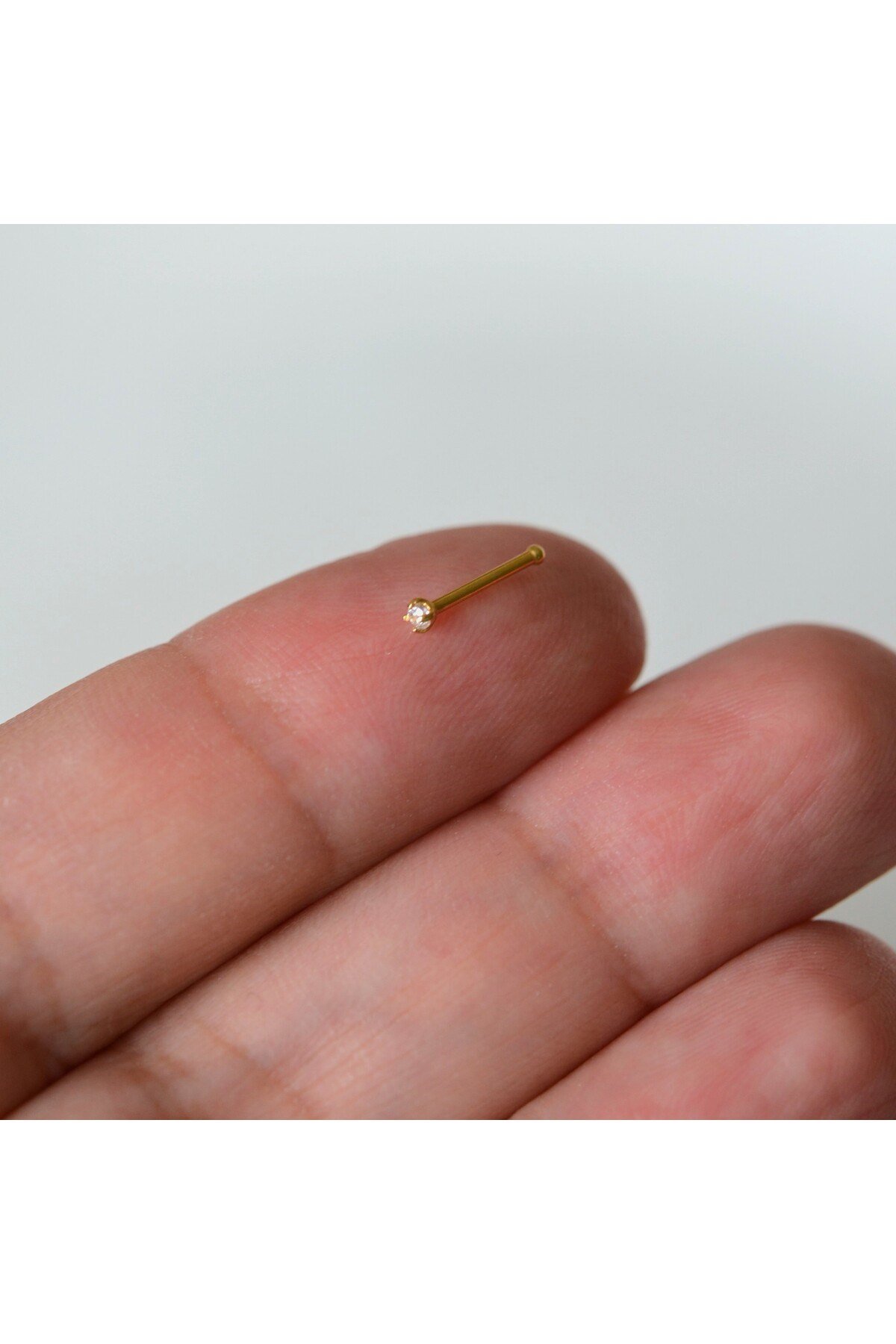 Cerrahi Çelik Gold Renk Çelik Minik Tektaş Burun Piercing Tektaş Hızma