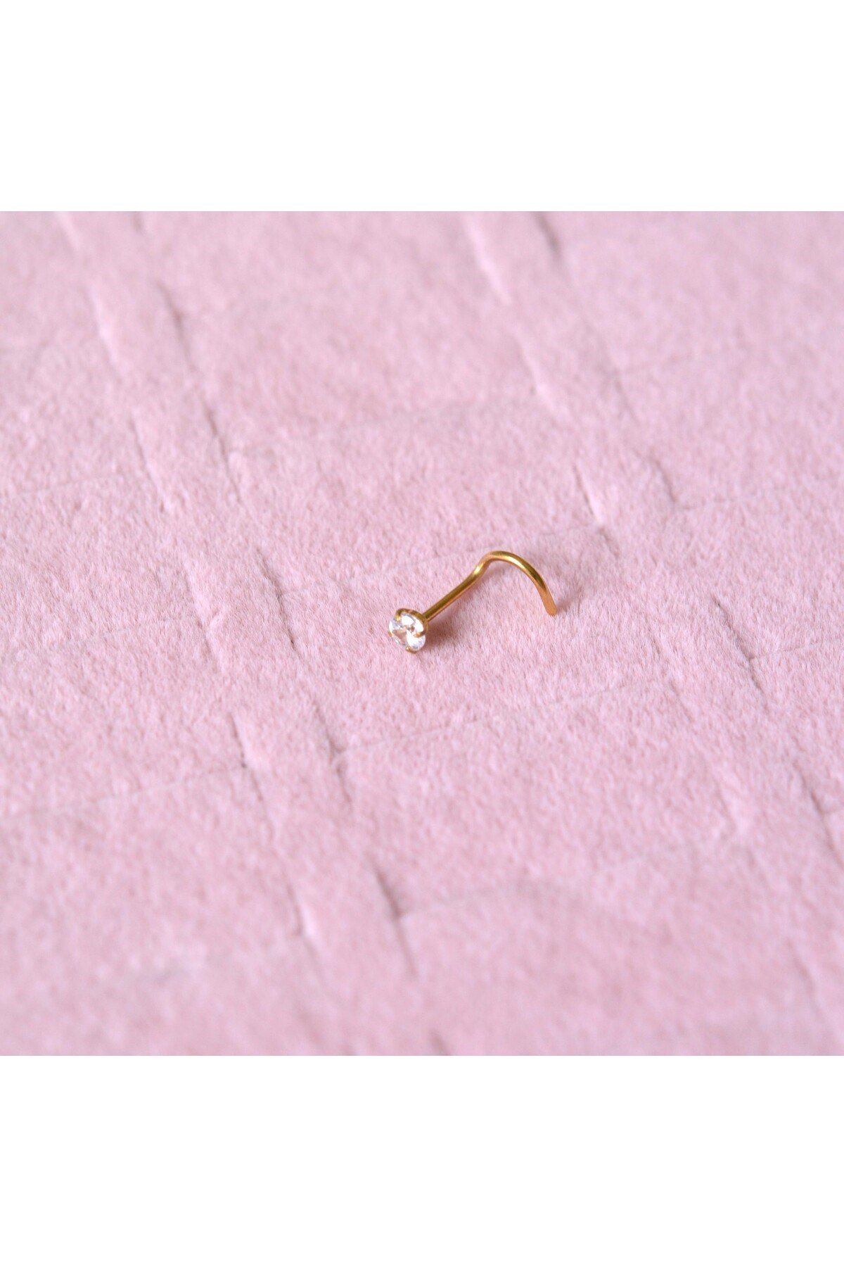 Cerrahi Çelik Gold Renk Tek Taş Burun Piercingi Nostril Screw Çelik Hızma