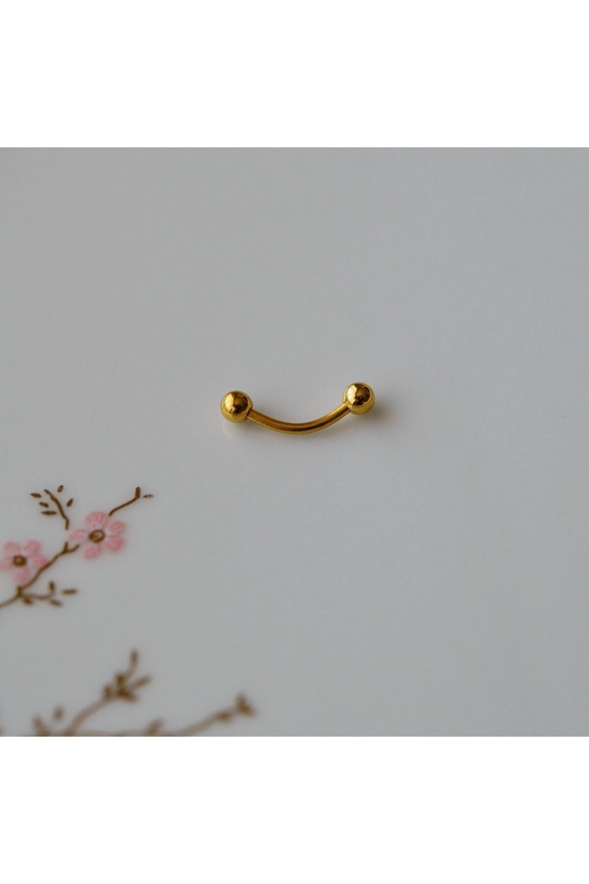 Cerrahi Çelik Gold Renkli Kaş Piercingi 6 mm