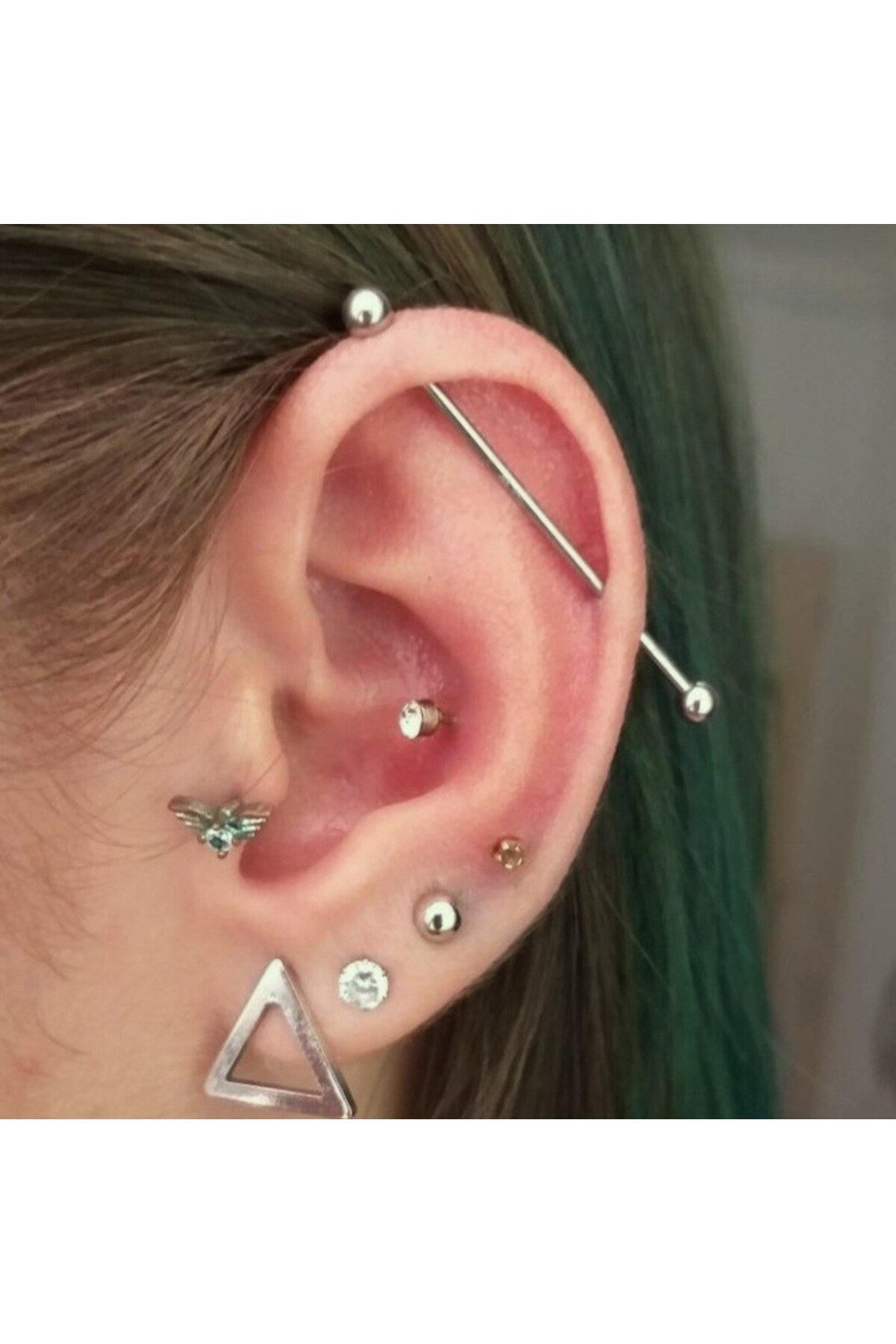 Cerrahi Çelik Industrial Piercing Köprü Piercing Silver Renk