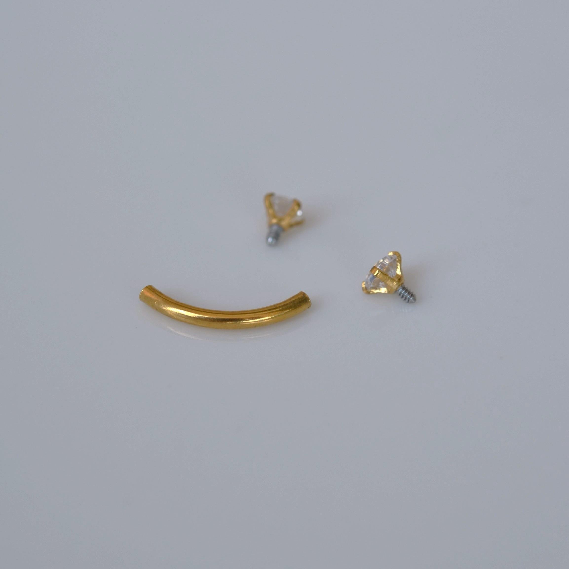 Cerrahi Çelik Küçük Taşlı Göbek Piercingi Gold Renk Minimal Ürün