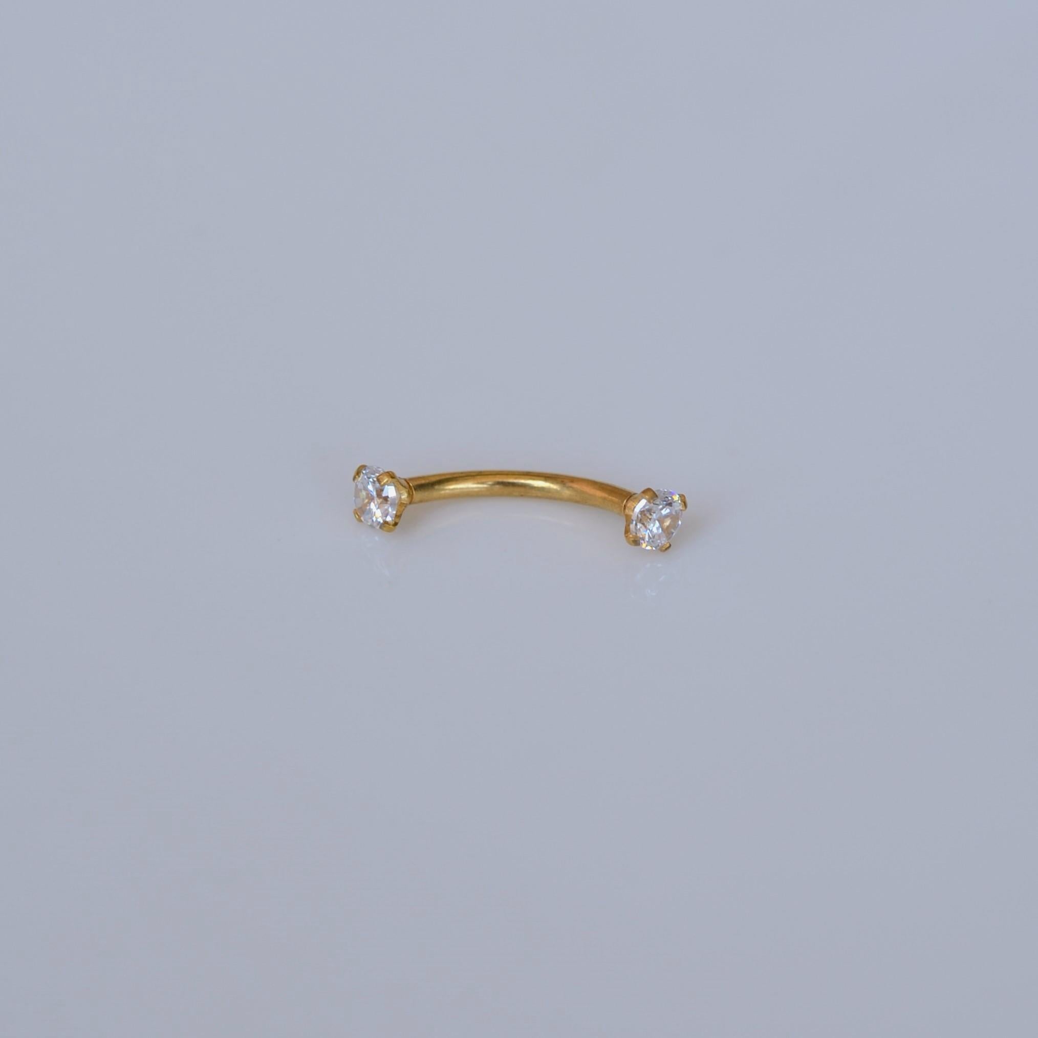 Cerrahi Çelik Küçük Taşlı Göbek Piercingi Gold Renk Minimal Ürün