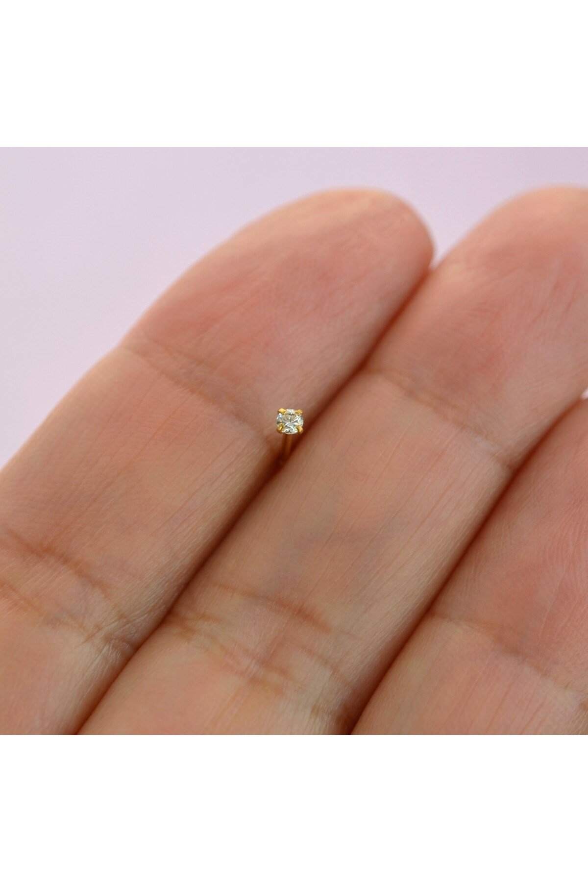 Cerrahi Çelik Minik Tektaş Burun Piercing Hızma 2 mm Taşlı