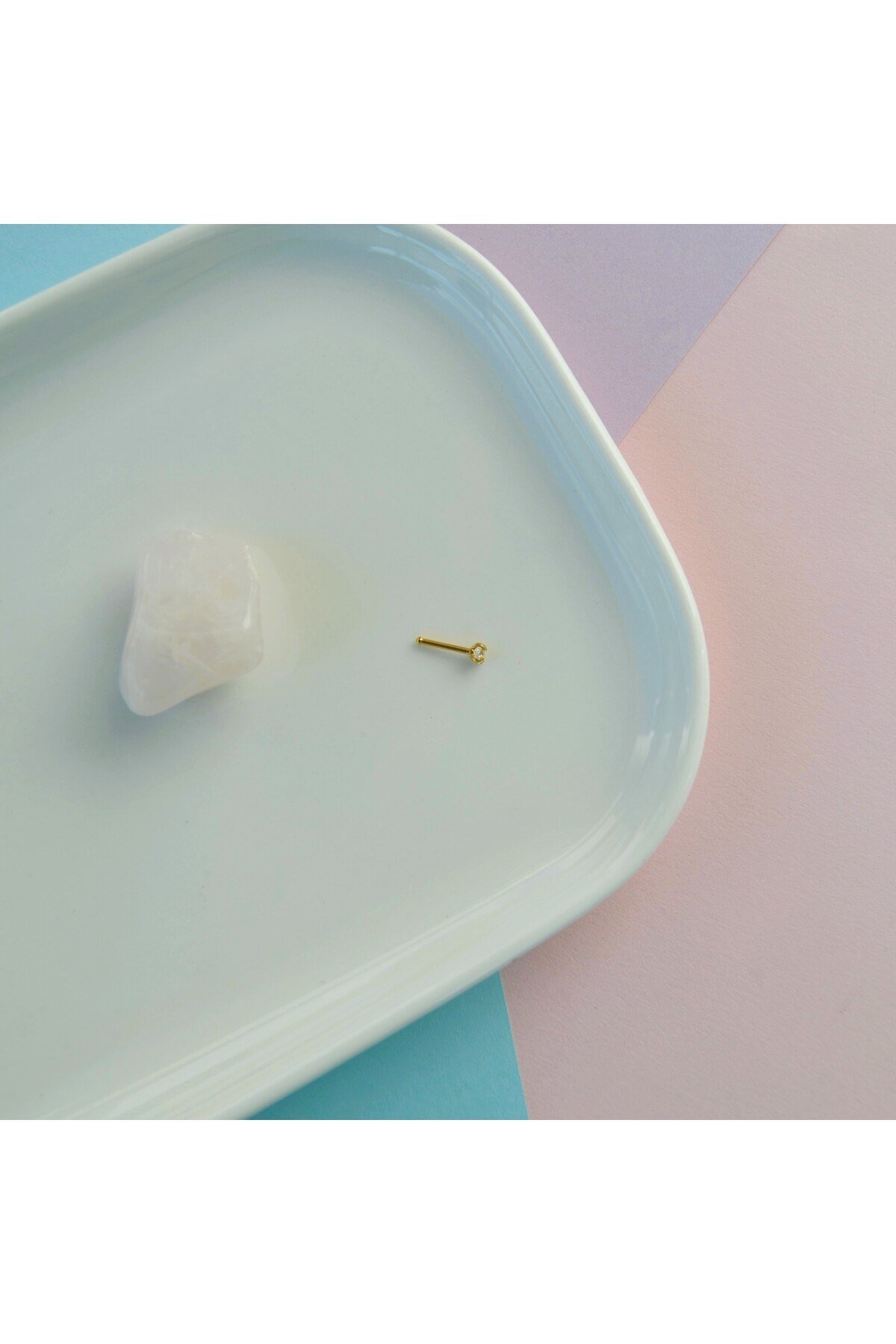 Cerrahi Çelik Minik Tektaş Burun Piercing Hızma 2 mm Taşlı