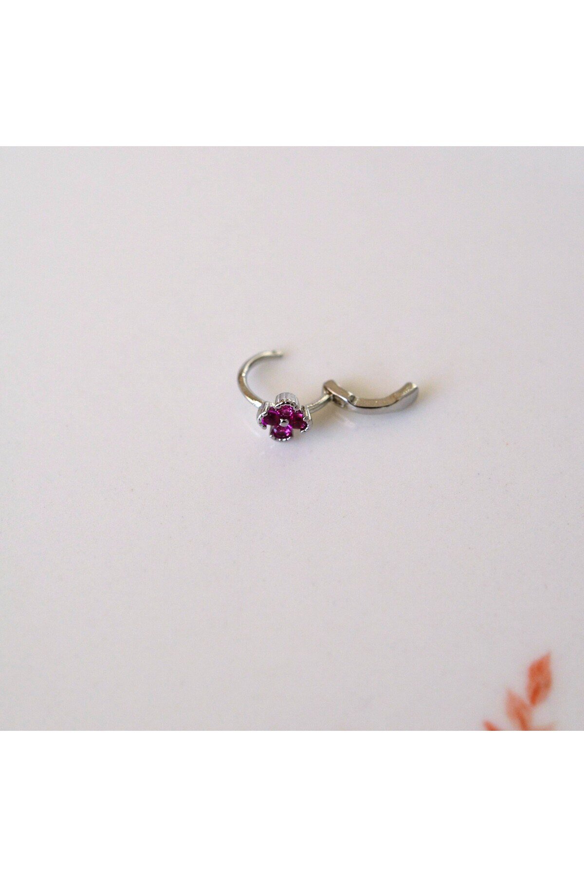Cerrahi Çelik Pembe Çiçekli Halka Helix Piercing Kıkırdak Lob