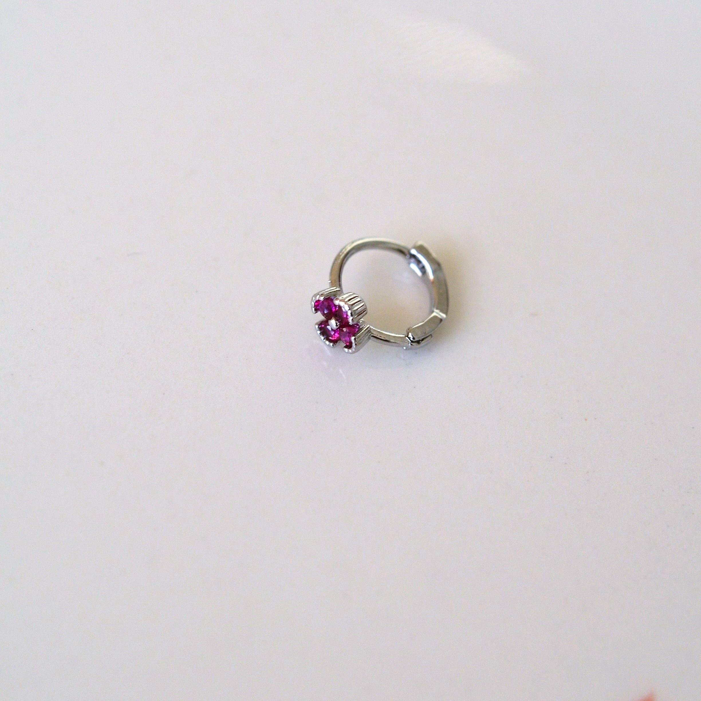 Cerrahi Çelik Pembe Çiçekli Halka Helix Piercing Kıkırdak Lob