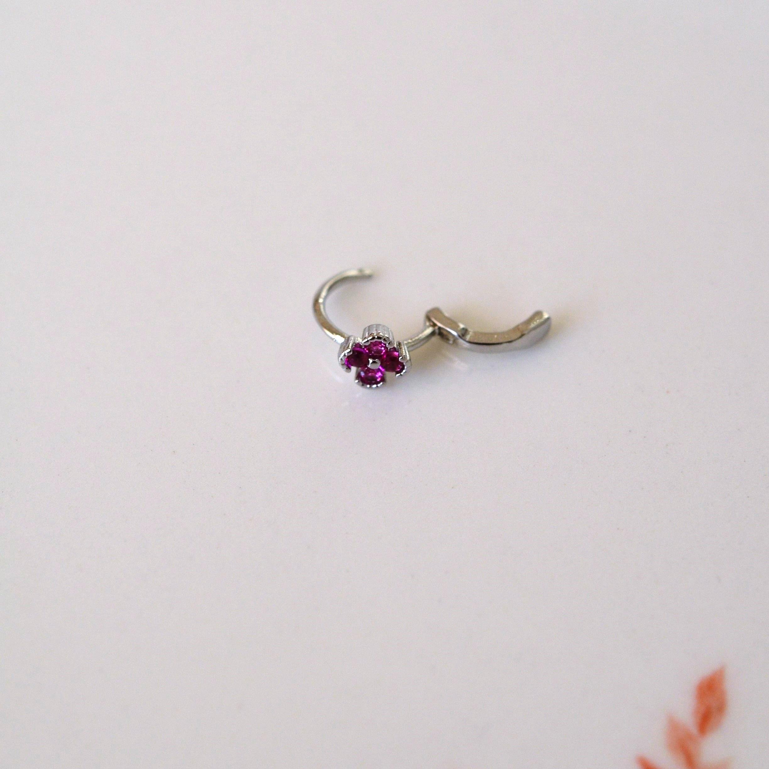 Cerrahi Çelik Pembe Çiçekli Halka Helix Piercing Kıkırdak Lob