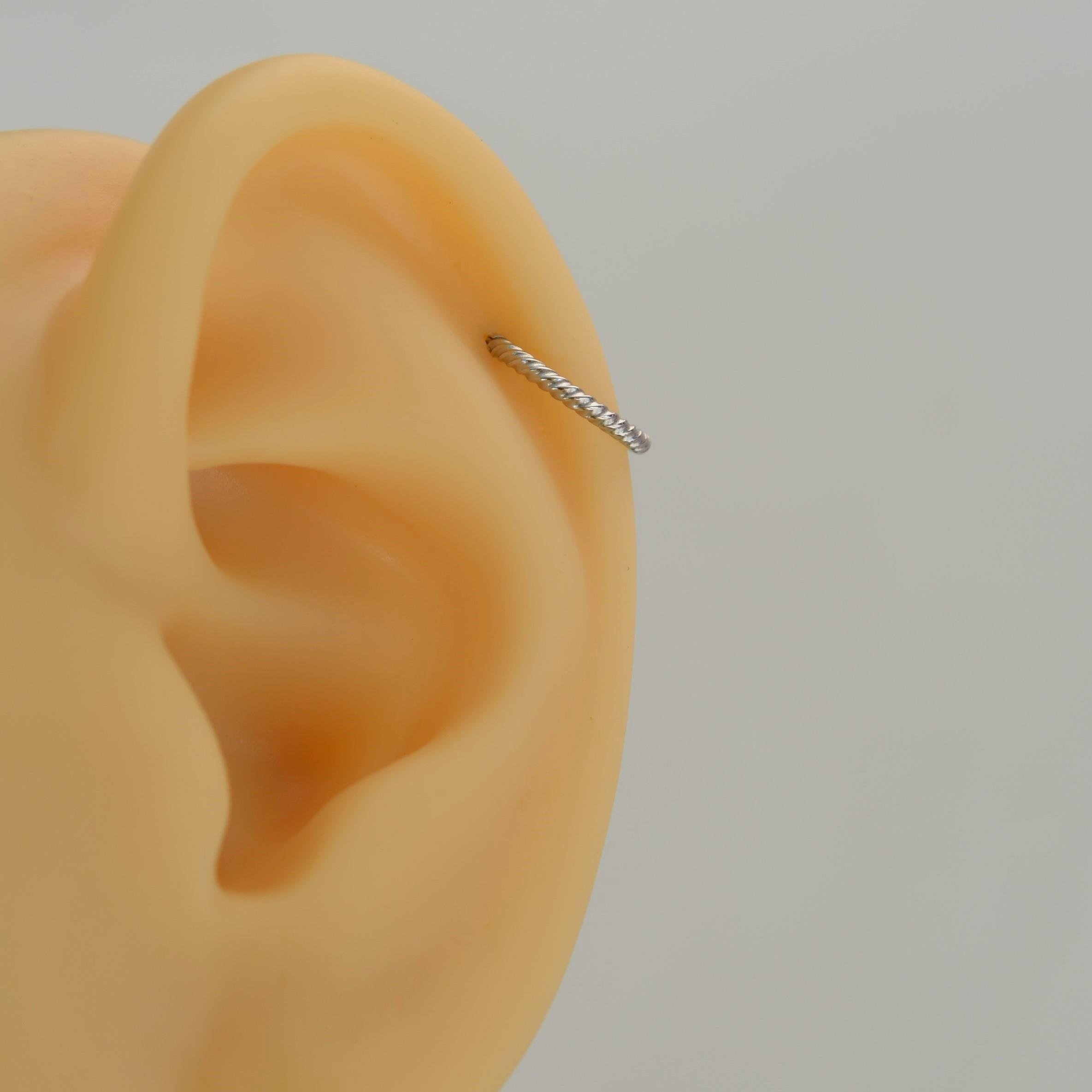 Cerrahi Çelik Silver Renk Burgu Tragus Helix Piercing Kıkırdak