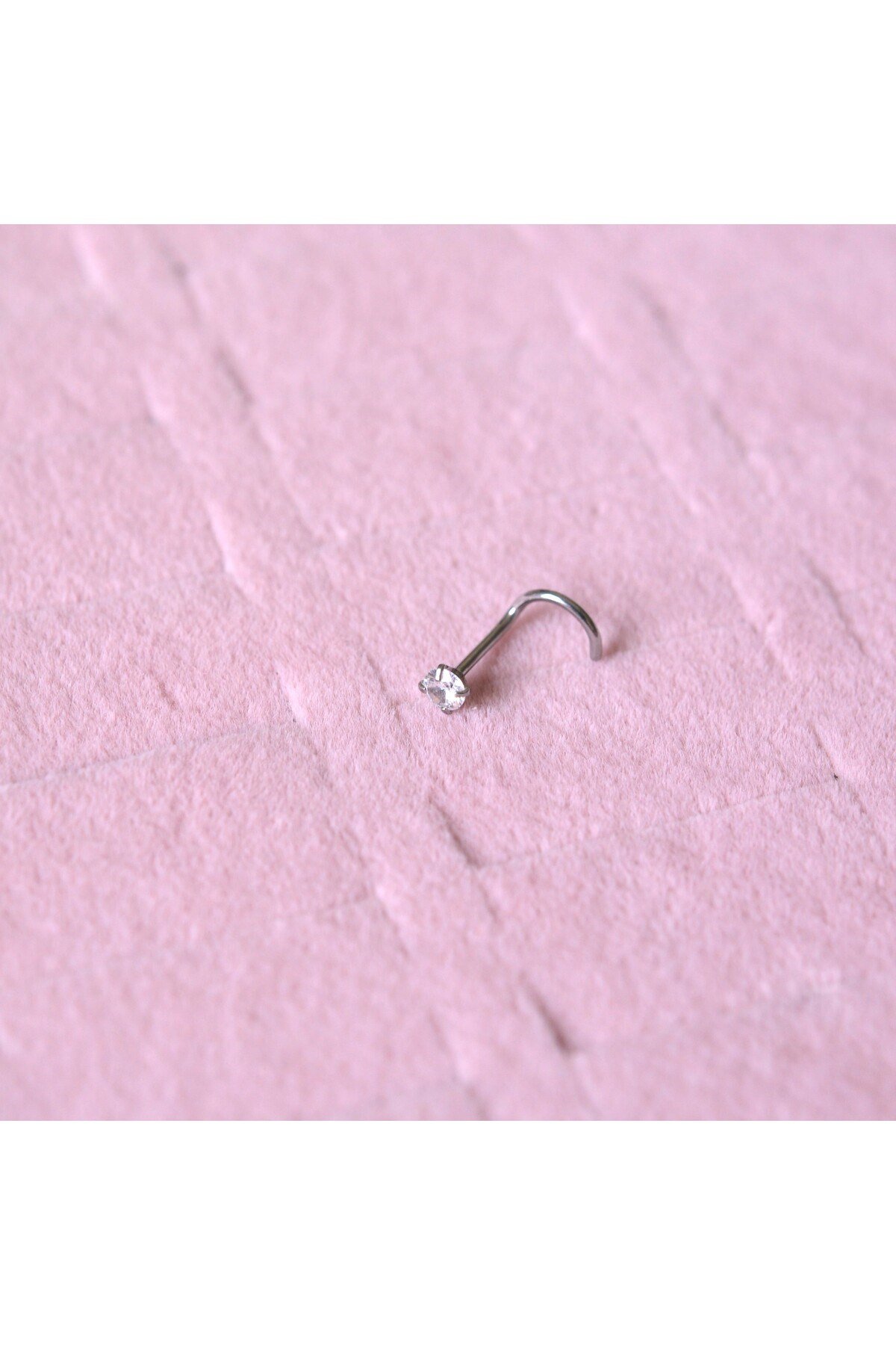 Cerrahi Çelik Silver Renk Tek Taş Burun Piercingi Nostril Screw Çelik Hızma